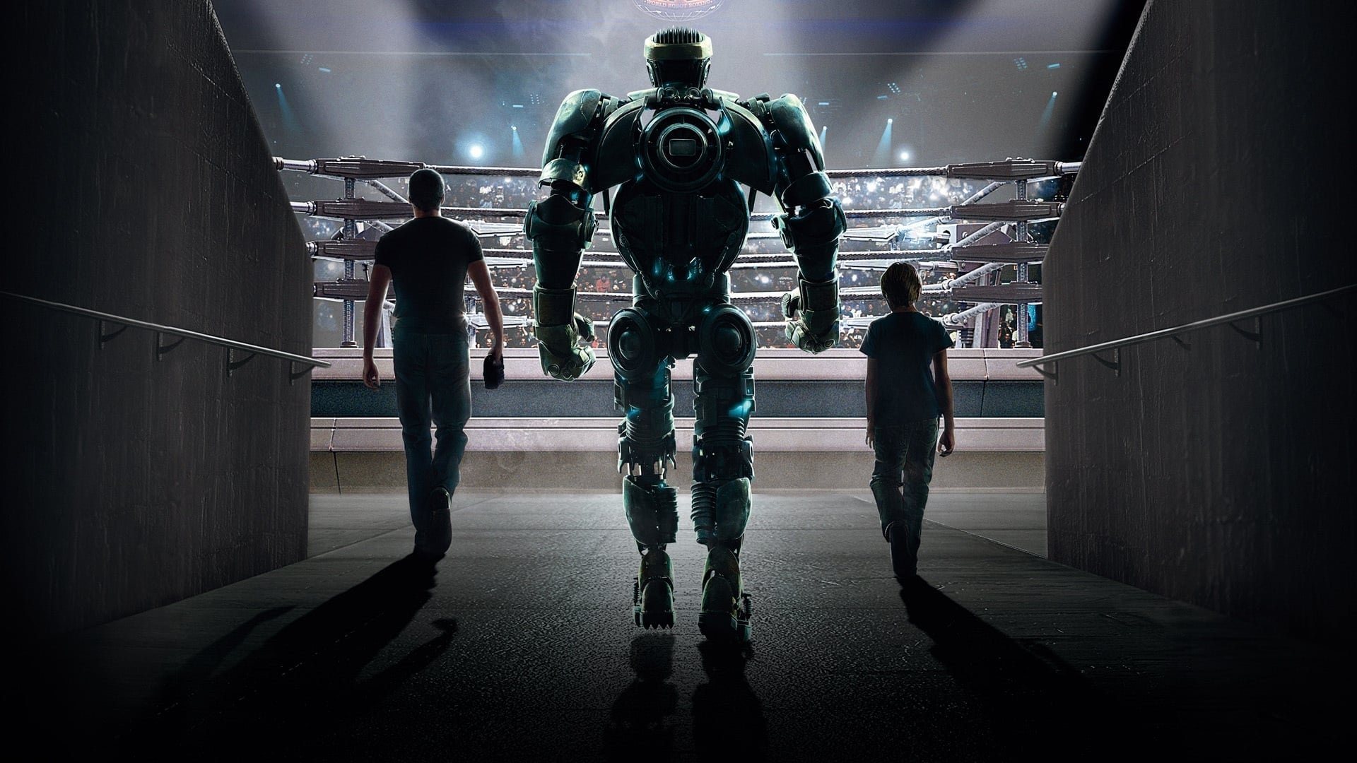 Cinematic background from Real Steel 2011 - Charlie Kenton is a washed-up fighter who retired from the ring when robots took over the sport. After his robot is trashed, he reluctantly teams up with his estranged son to rebuild and train an unlikely contender.