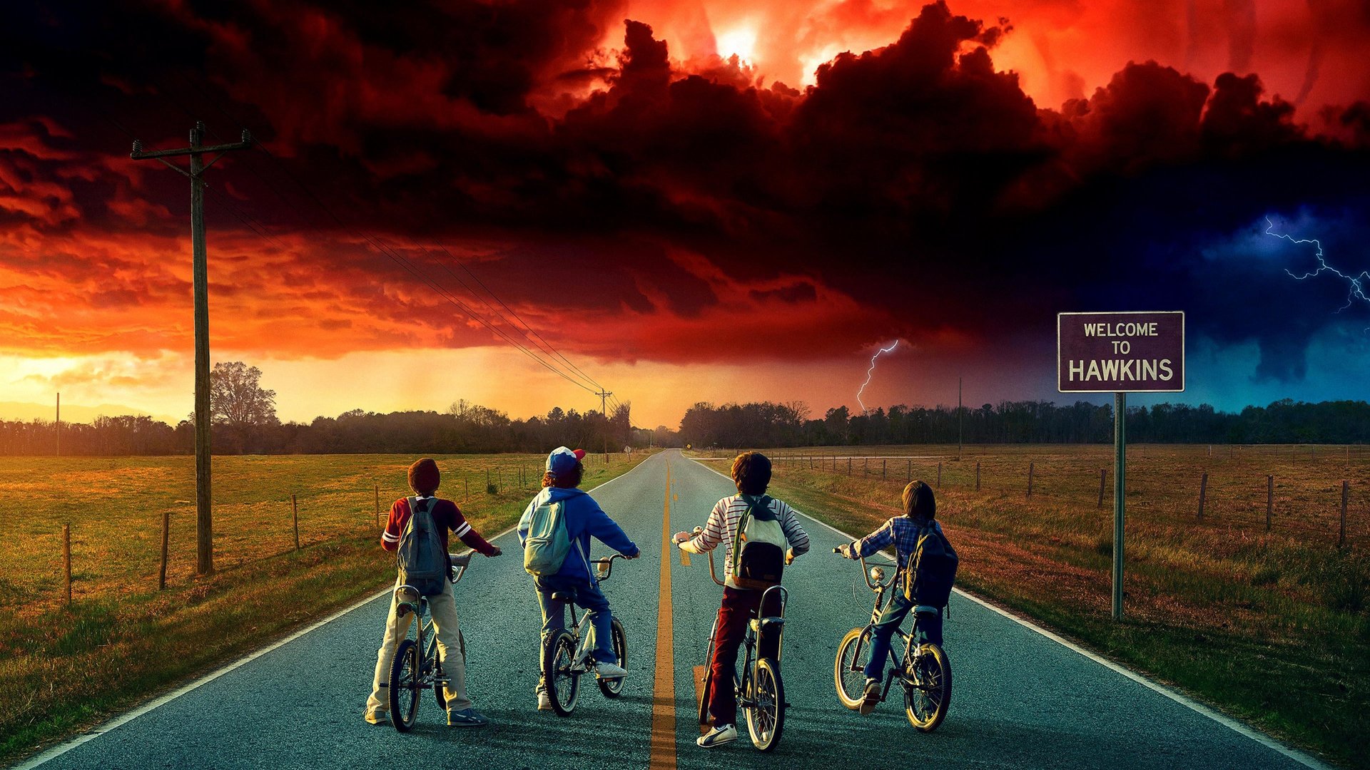 Cinematic background from Stranger Things 2016 - 2025 - When a young boy vanishes, a small town uncovers a mystery involving secret experiments, terrifying supernatural forces, and one strange little girl.