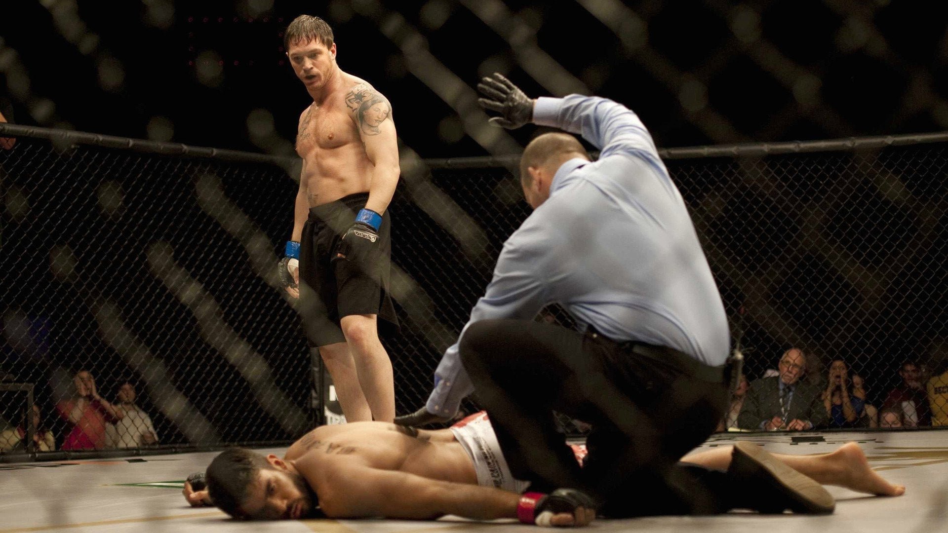 Cinematic background from Warrior 2011 - The youngest son of an alcoholic former boxer returns home, where he's trained by his father for competition in a mixed martial arts tournament – a path that puts the fighter on a collision course with his estranged, older brother.