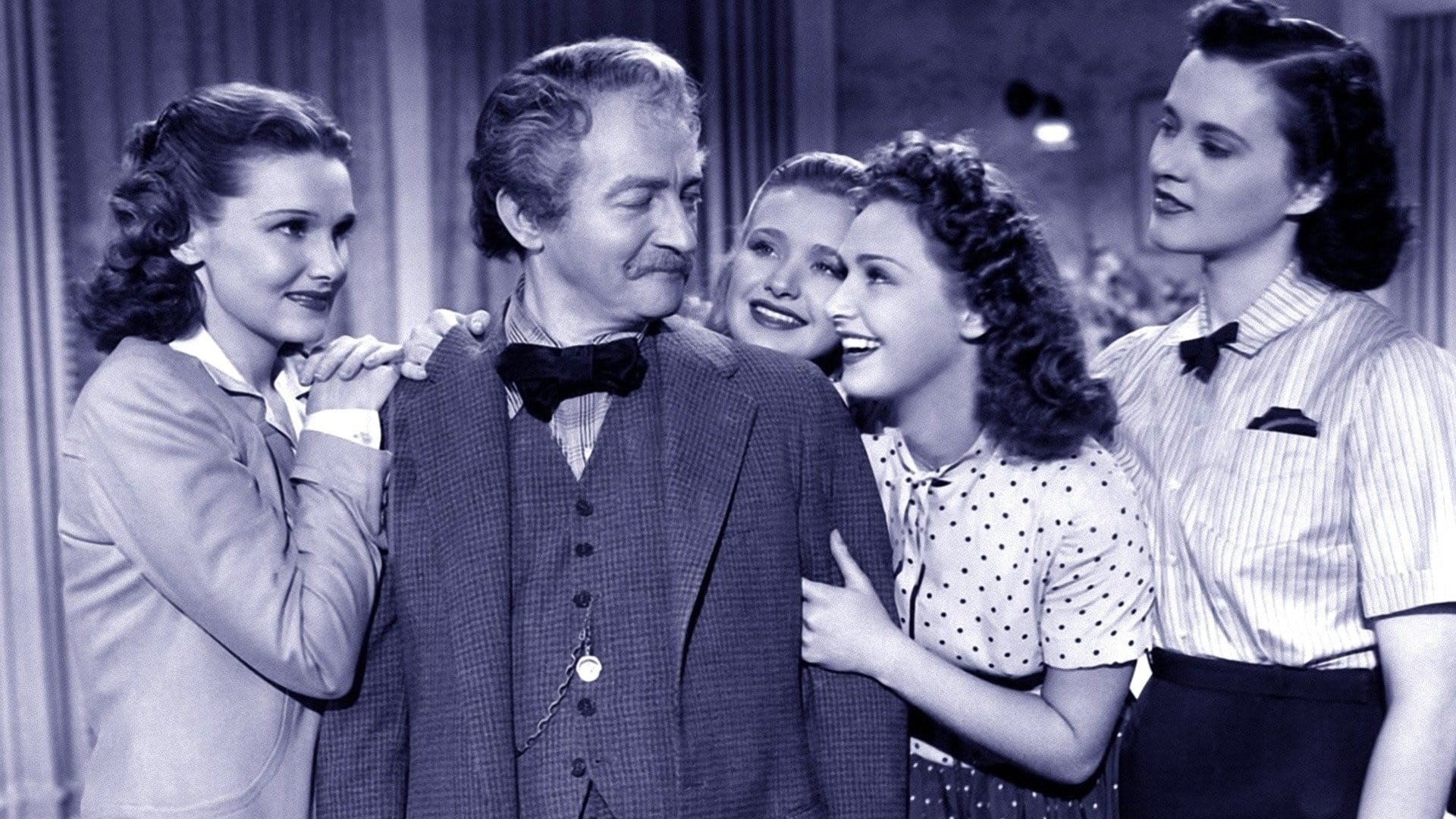 Cinematic background from Four Daughters 1938 - Musician Adam Lemp and his four equally musical daughters, Emma, Ann, Kay, and Thea, live happily together. Each daughter has an upstanding young man for whom she cares. However, the arrival of a cynical, slovenly young composer named Mickey Borden turns the household upside-down, and romantic and tragic complications ensue.