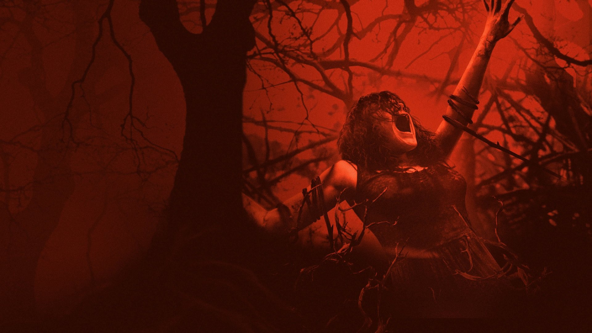 Cinematic background from Evil Dead 2013 - Mia, a drug addict, is determined to kick the habit. To that end, she asks her brother, David, his girlfriend, Natalie and their friends Olivia (Jessica Lucas) and Eric (Lou Taylor Pucci) to accompany her to their family's remote forest cabin to help her through withdrawal. Eric finds a mysterious Book of the Dead at the cabin and reads aloud from it, awakening an ancient demon. All hell breaks loose when the malevolent entity possesses Mia.