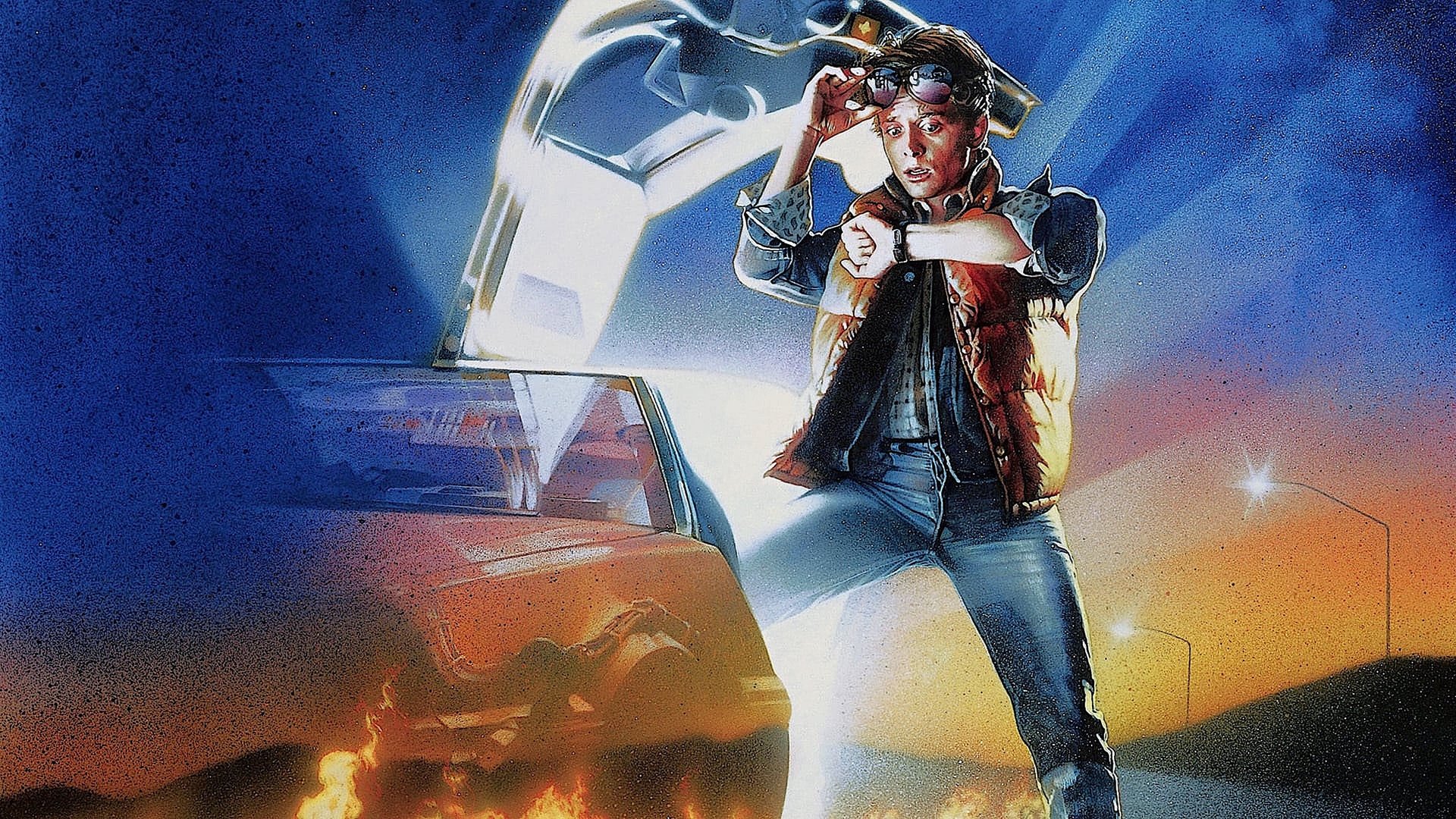 Cinematic background from Back to the Future 1985 - Eighties teenager Marty McFly is accidentally sent back in time to 1955, inadvertently disrupting his parents' first meeting and attracting his mother's romantic interest. Marty must repair the damage to history by rekindling his parents' romance and - with the help of his eccentric inventor friend Doc Brown - return to 1985.