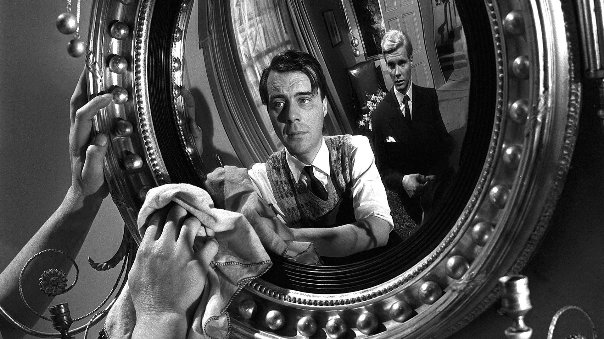 Cinematic background from The Servant 1963 - Hugo Barrett is a servant in the Chelsea home of indolent aristocrat Tony. All seems to go well until the playboy’s girlfriend Susan takes a dislike to the efficient employee. Then Barrett persuades Tony to hire his sister Vera as a live-in maid, and matters take another turn for the worse…
