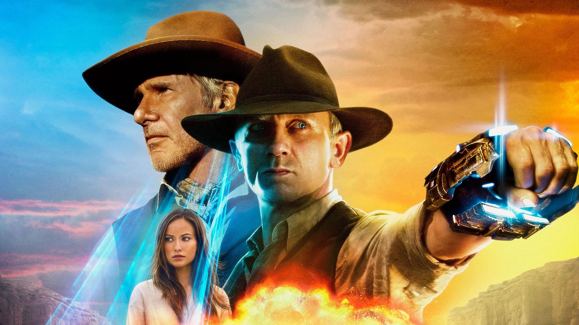 Cinematic background from Cowboys & Aliens 2011 - A stranger stumbles into the desert town of Absolution with no memory of his past and a futuristic shackle around his wrist. With the help of mysterious beauty Ella and the iron-fisted Colonel Dolarhyde, he finds himself leading an unlikely posse of cowboys, outlaws, and Apache warriors against a common enemy from beyond this world in an epic showdown for survival.