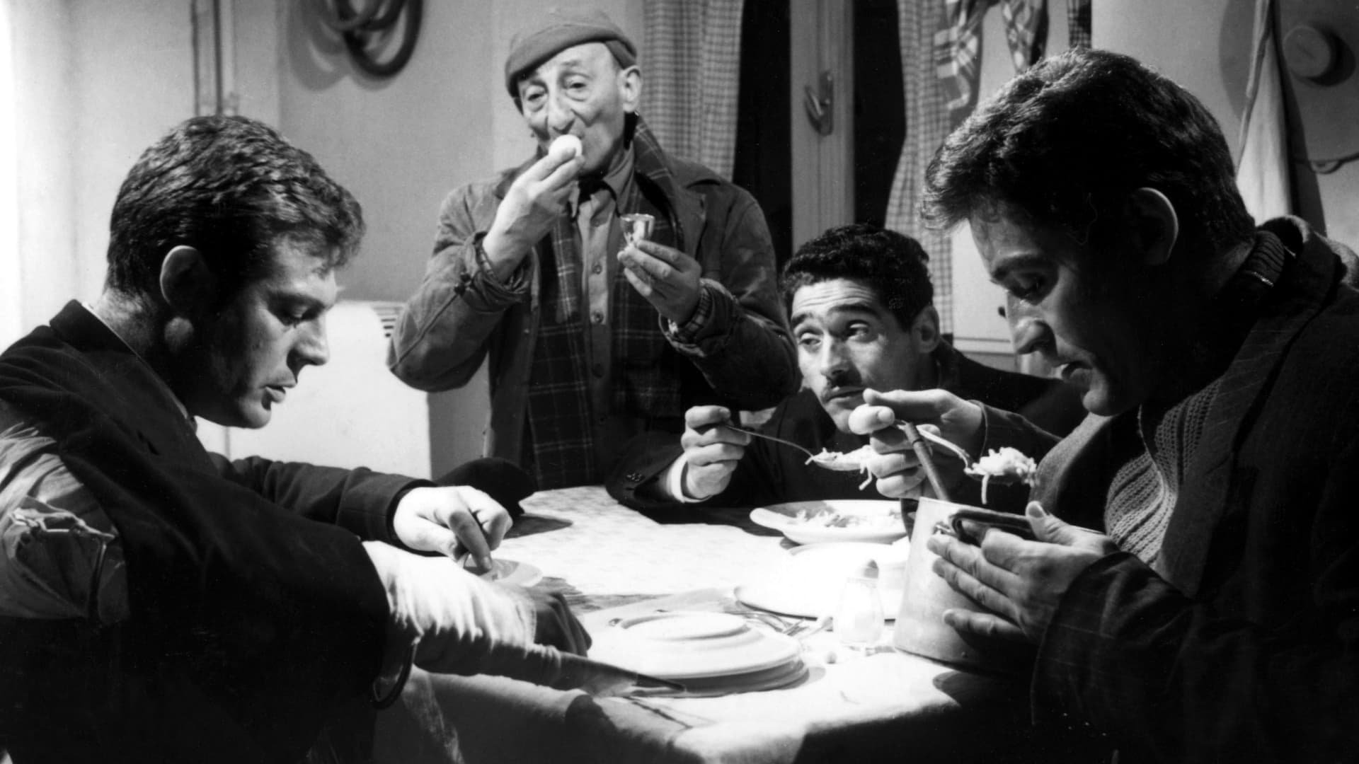 Cinematic background from Big Deal on Madonna Street 1958 - Best friends Peppe and Mario are thieves, but they're not very good at it. Still, Peppe thinks that he's finally devised a master heist that will make them rich. With the help of some fellow criminals, he plans to dig a tunnel from a rented apartment to the pawnshop next door, where they can rob the safe. But his plan is far from foolproof, and the fact that no one in the group has any experience digging tunnels proves to be the least of their problems.