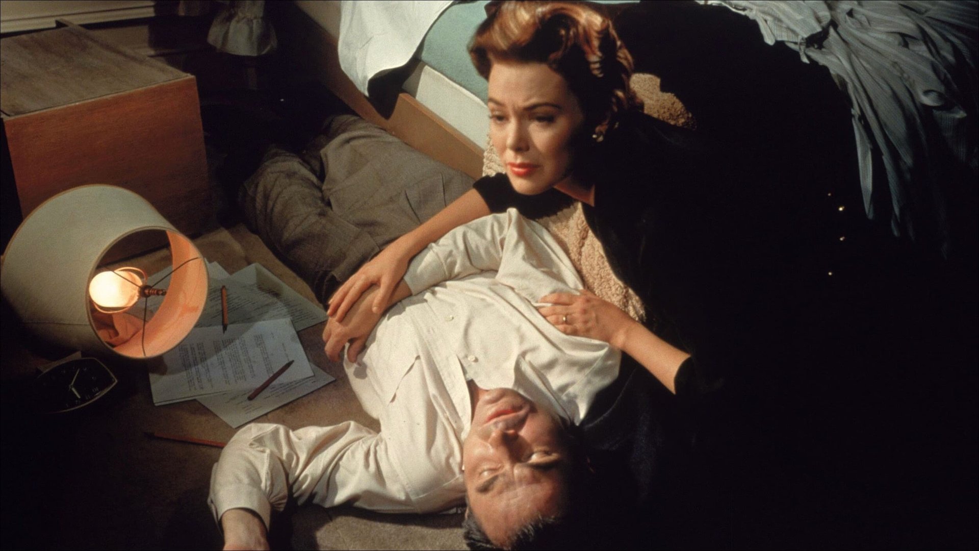 Cinematic background from Bigger Than Life 1956 - A friendly, successful suburban teacher and father grows dangerously addicted to cortisone, resulting in his transformation into a household despot.