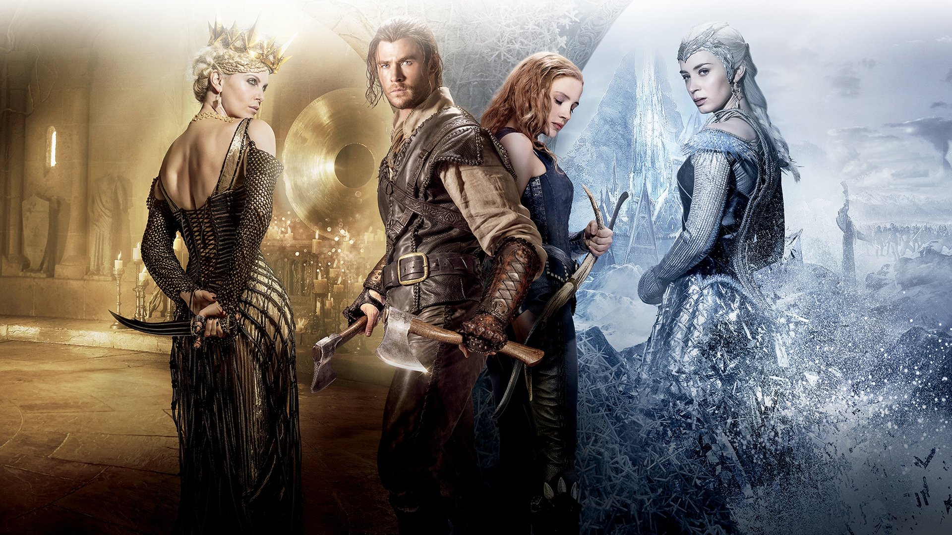 Cinematic background from The Huntsman: Winter's War 2016 - As two evil sisters prepare to conquer the land, two renegades—Eric the Huntsman, who aided Snow White in defeating Ravenna in Snowwhite and the Huntsman, and his forbidden lover, Sara—set out to stop them.
