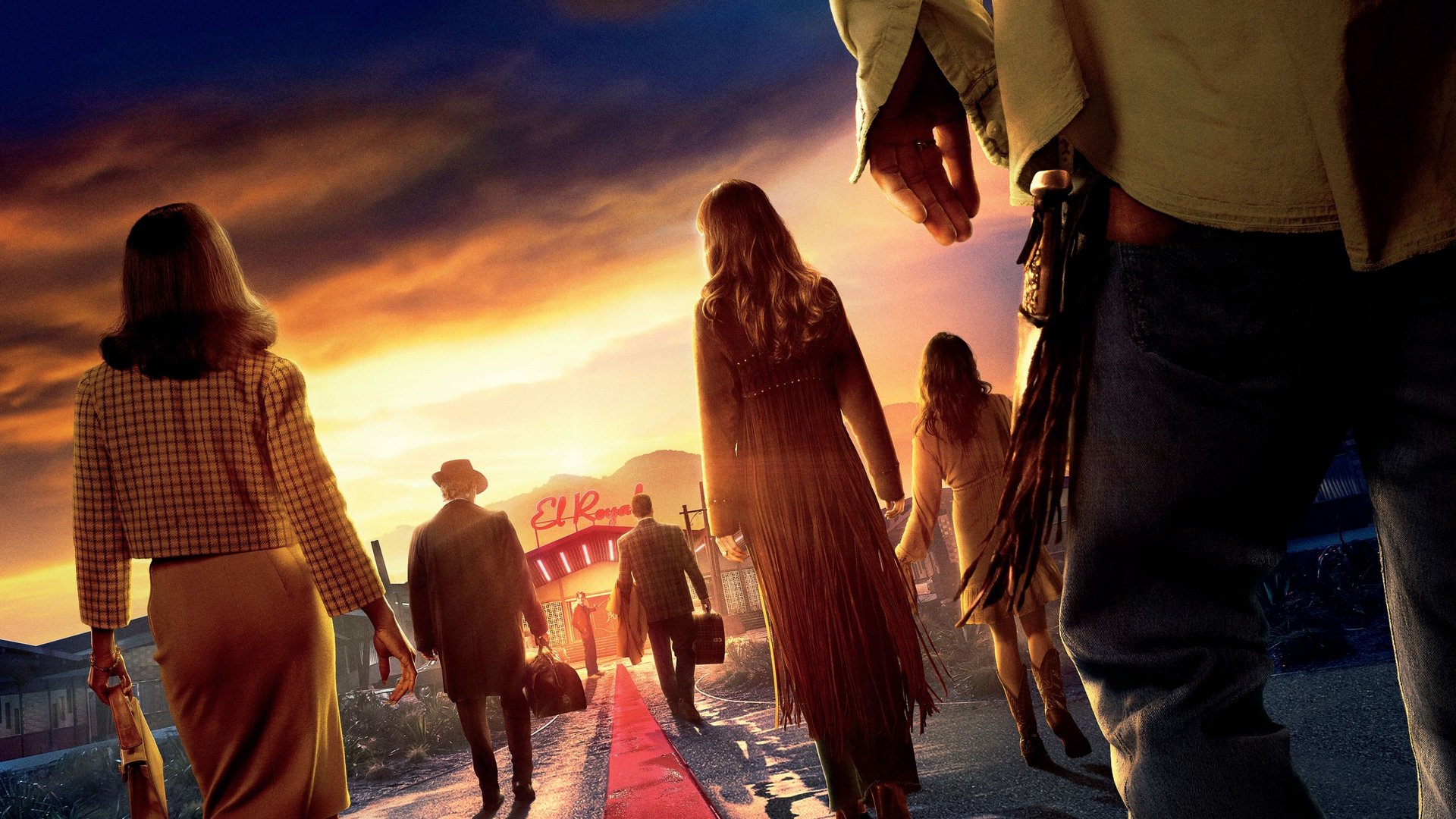 Cinematic background from Bad Times at the El Royale 2018 - Lake Tahoe, 1969. Seven strangers, each one with a secret to bury, meet at El Royale, a decadent motel with a dark past. In the course of a fateful night, everyone will have one last shot at redemption.