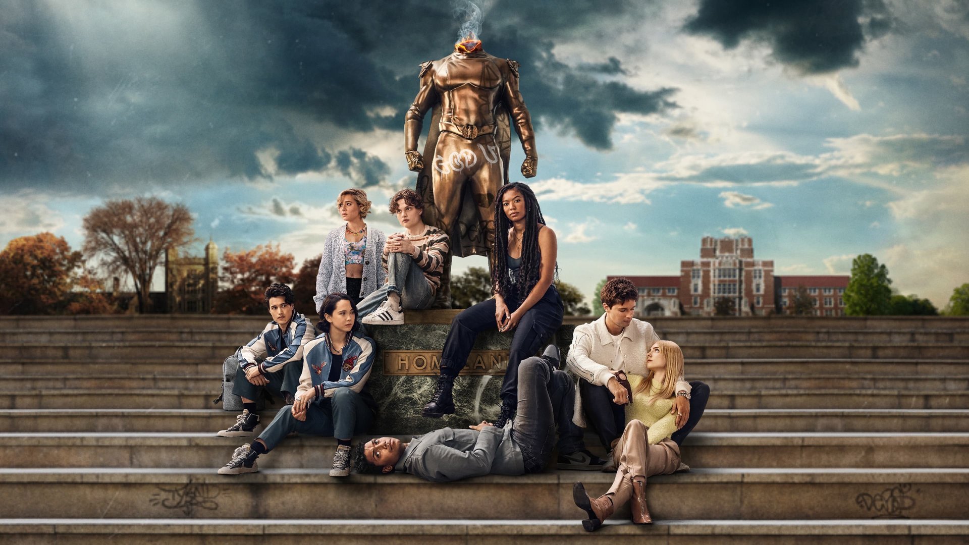 Cinematic background from Gen V 2023 - At America's only college for superheroes, gifted students put their moral boundaries to the test, competing for the university's top ranking, and a chance to join The Seven, Vought International's elite superhero team. When the school's dark secrets come to light, they must decide what kind of heroes they want to become.