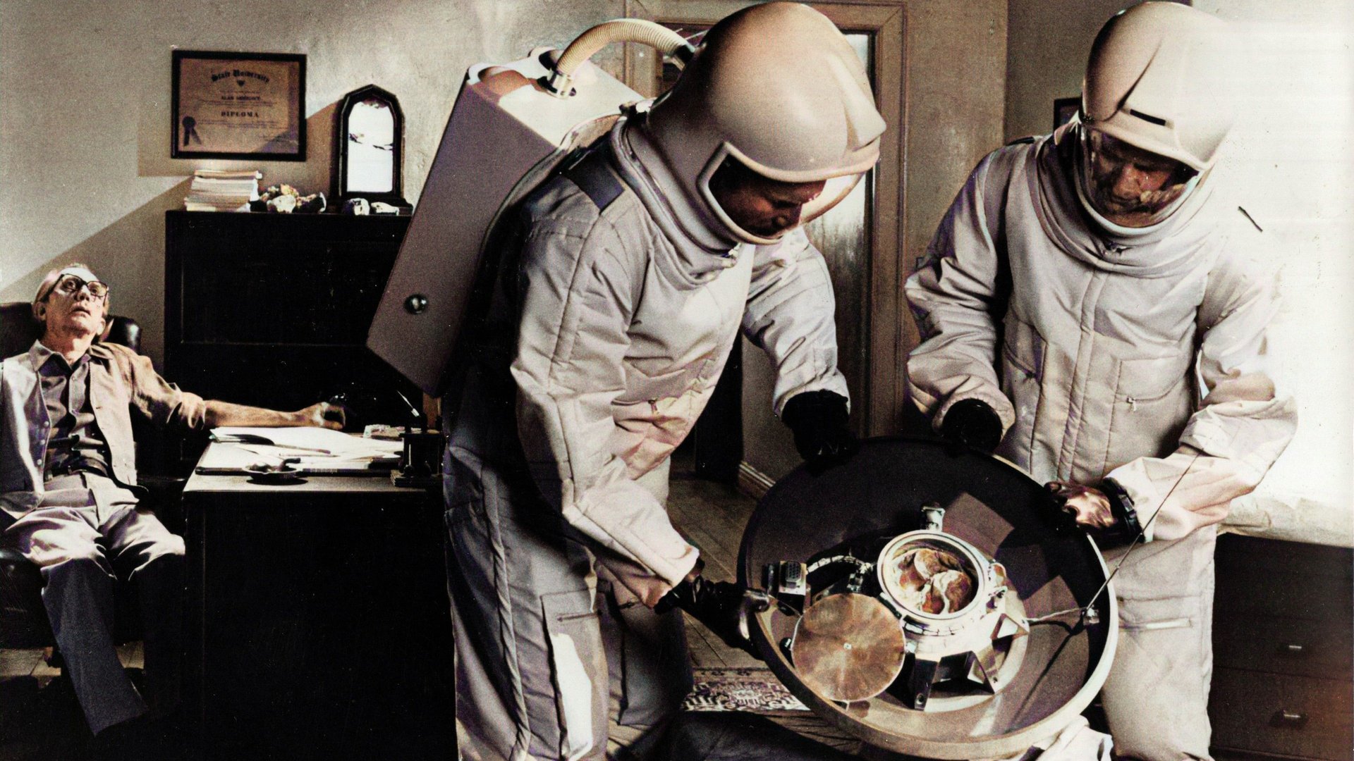 Cinematic background from The Andromeda Strain 1971 - When virtually all of the residents of Piedmont, New Mexico, are found dead after the return to Earth of a space satellite, the head of the US Air Force's Project Scoop declares an emergency. A group of eminent scientists led by Dr. Jeremy Stone scramble to a secure laboratory and try to first isolate the life form while determining why two people from Piedmont - an old alcoholic and a six-month-old baby - survived. The scientists methodically study the alien life form unaware that it has already mutated and presents a far greater danger in the lab, which is equipped with a nuclear self-destruct device designed to prevent the escape of dangerous biological agents.