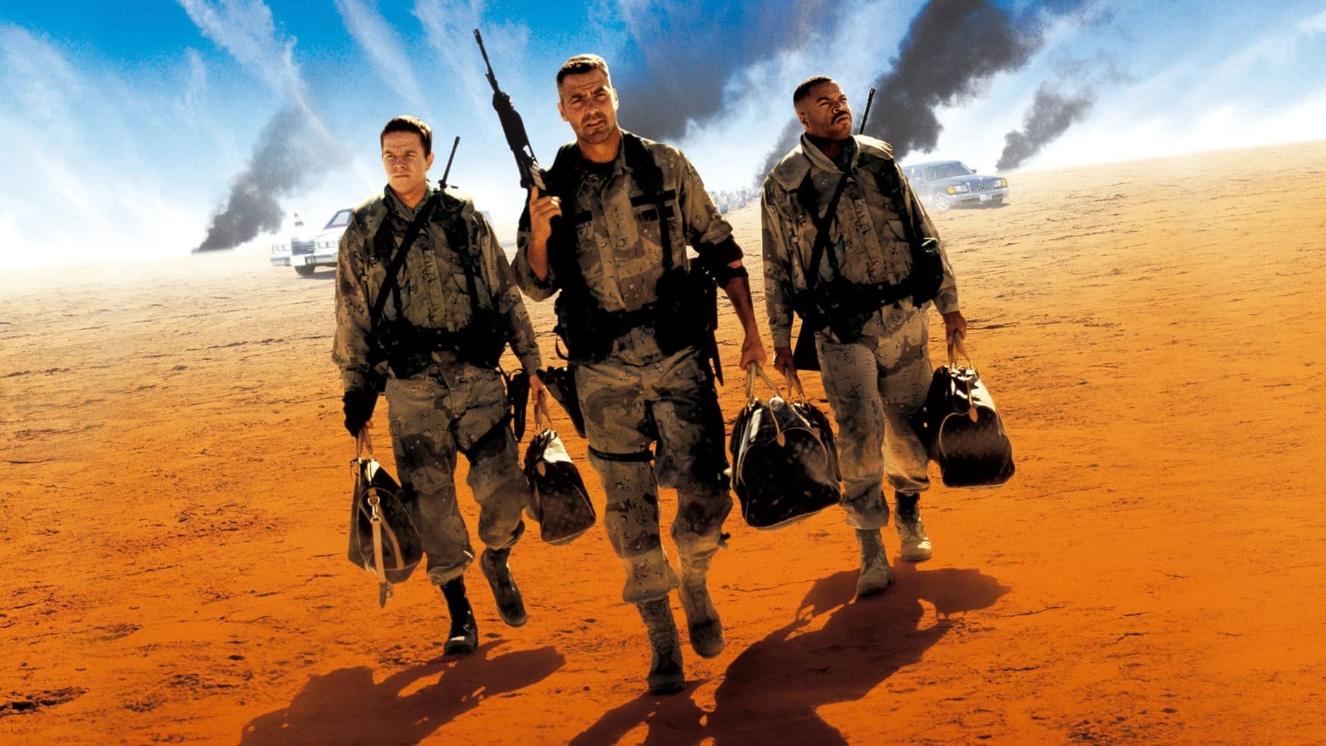 Cinematic background from Three Kings 1999 - A group of American soldiers stationed in Iraq at the end of the Gulf War find a map they believe will take them to a huge cache of stolen Kuwaiti gold hidden near their base, and they embark on a secret mission that's destined to change everything.