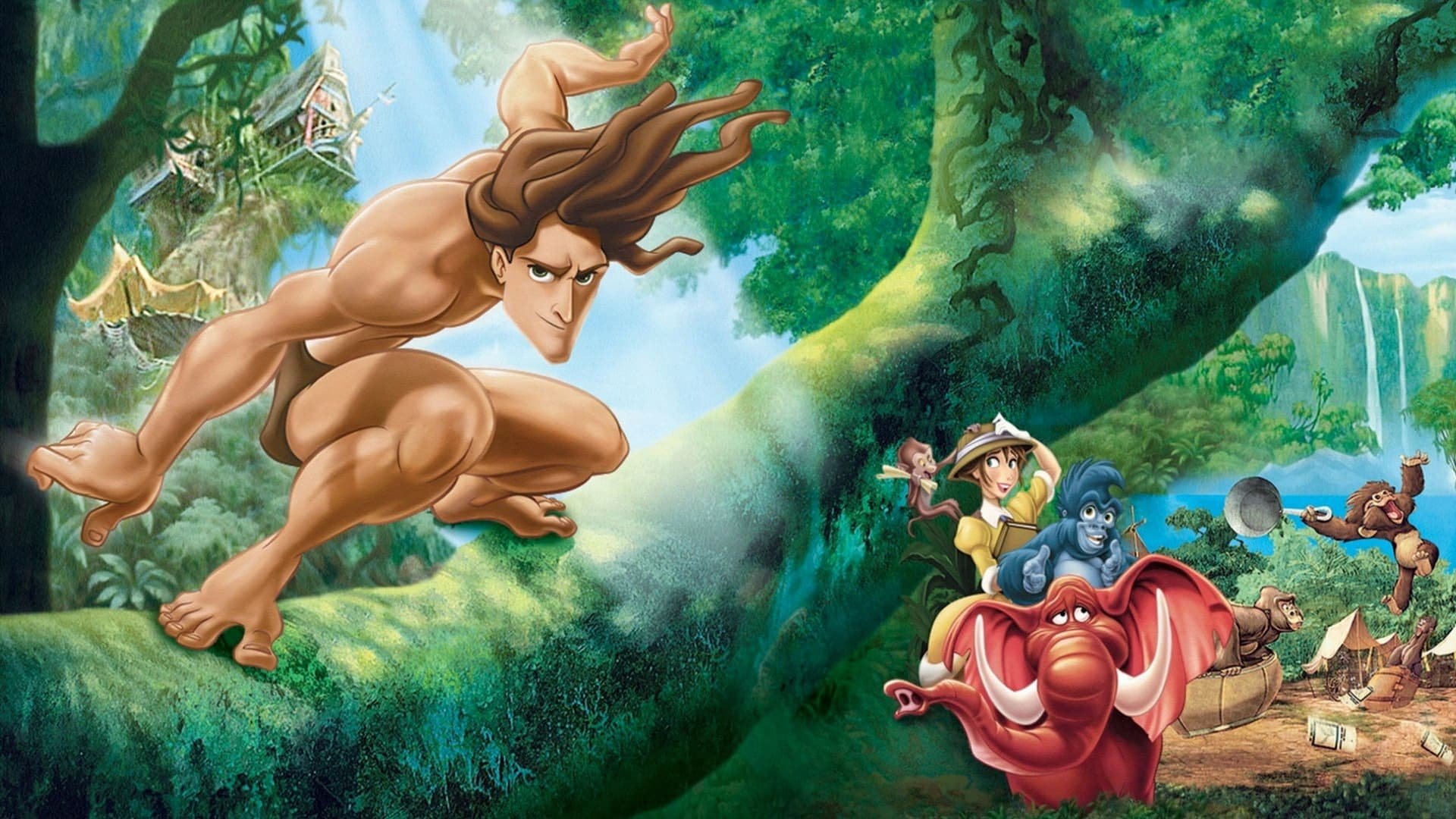Cinematic background from Tarzan 1999 - Tarzan was a small orphan who was raised by an ape named Kala since he was a child. He believed that this was his family, but on an expedition Jane Porter is rescued by Tarzan. He then finds out that he's human. Now Tarzan must make the decision as to which family he should belong to...