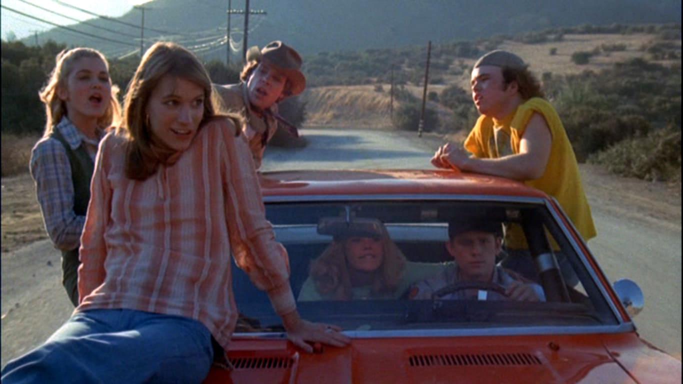 Cinematic background from Eat My Dust 1976 - Hoover Nielbold is a car-crazy teenager who, in order to impress the hottest girl in school, takes her for a ride in a souped-up race car owned by local racer Big Bubba Jones. Hoover's father Harry, who's also the local sheriff is furious at the situation and orders his bumbling deputies to go after him. With the Sheriff's office overflowing with concerned parents and citizens and his deputies failing to catch him. He enlists the help of Jones and fellow racers to capture him. It culminates in a thrilling car chase finale through the rural countryside.