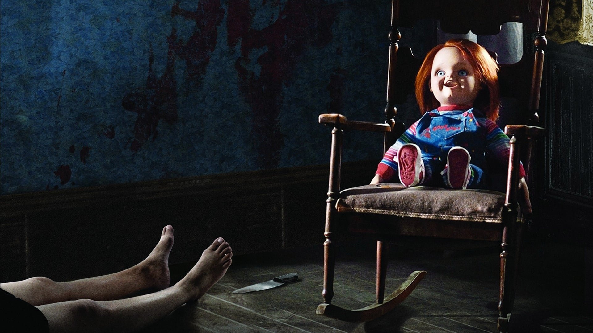 Cinematic background from Curse of Chucky 2013 - After the passing of her mother, Nica Pierce, a young woman in a wheelchair, is forced to deal with her sister, brother-in-law, niece and their nanny as they say their goodbyes to mother. But when people start turning up dead, Nica discovers the culprit might be a strange doll she received a few days earlier.