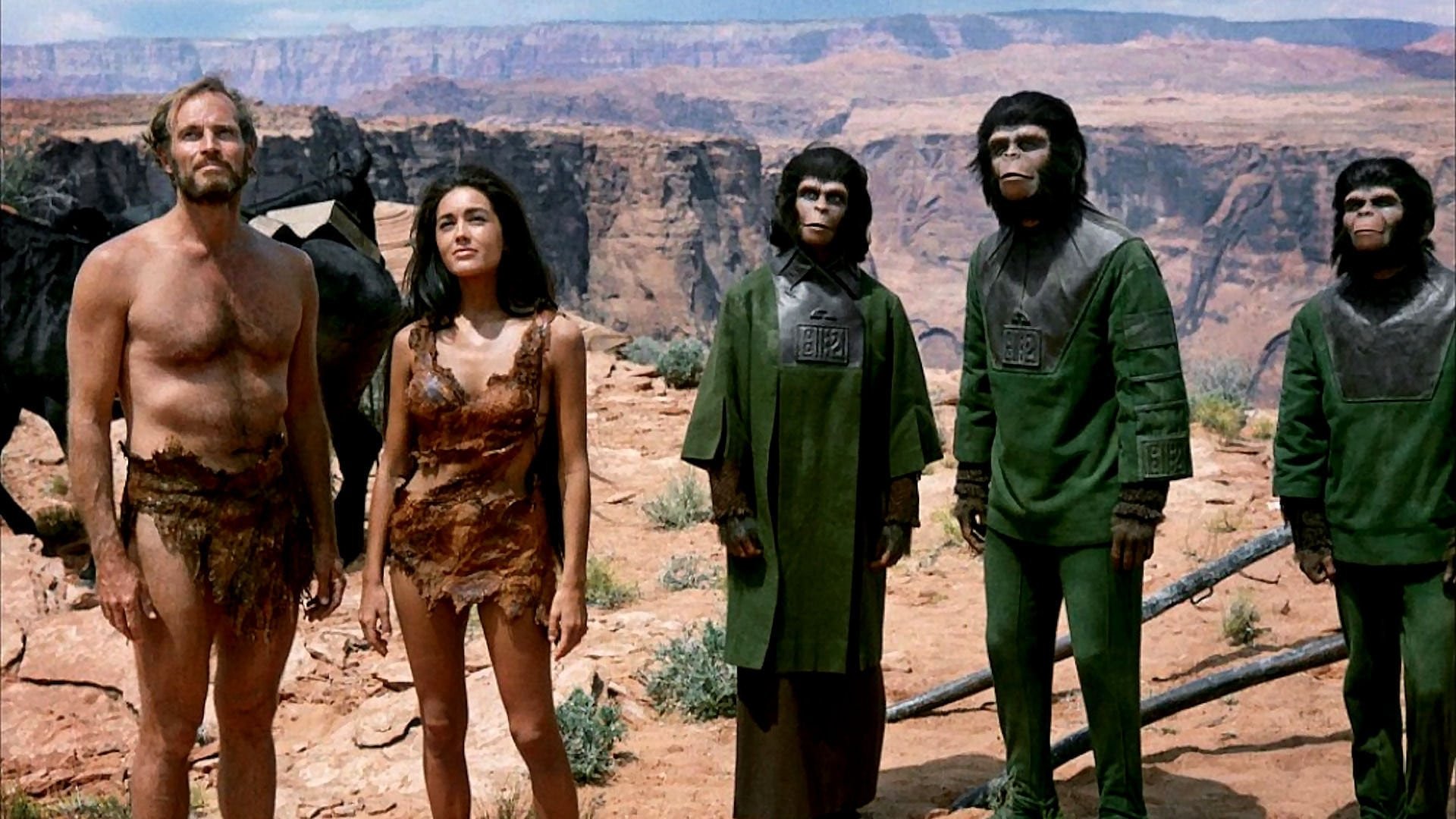 Cinematic background from Planet of the Apes 1968 - Astronaut Taylor crash lands on a distant planet ruled by apes who use a primitive race of humans for experimentation and sport. Soon Taylor finds himself among the hunted, his life in the hands of a benevolent chimpanzee scientist.