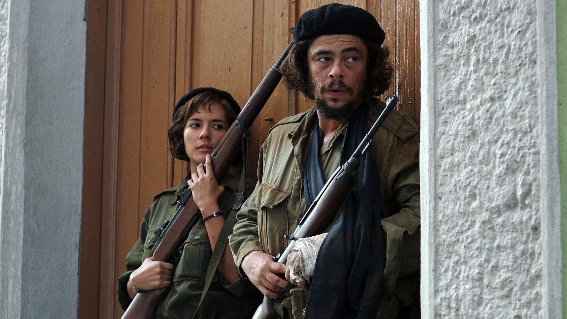 Cinematic background from Che: Part One 2008 - The Argentine, begins as Che and a band of Cuban exiles (led by Fidel Castro) reach the Cuban shore from Mexico in 1956. Within two years, they mobilized popular support and an army and toppled the U.S.-friendly regime of dictator Fulgencio Batista.