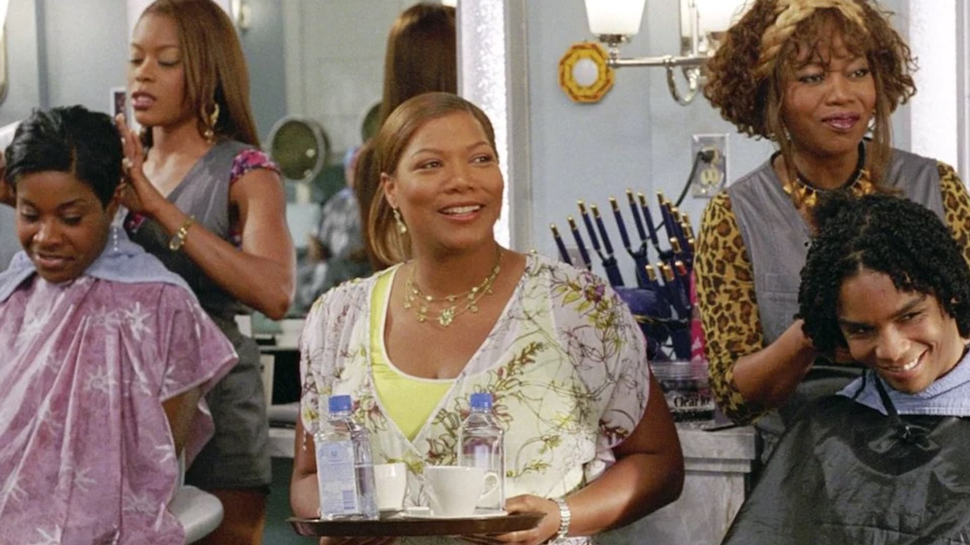 Cinematic background from Beauty Shop 2005 - Far from Chicago, hairdresser Gina Norris has relocated to Atlanta with her daughter and has quickly established herself as a rare talent in her profession. But after repeatedly butting heads with her shady, over-the-top boss, Jorge, Norris sets out to create her own salon -- even snagging a few of Jorge's employees and clients. Now, Jorge will do anything to shut her down.