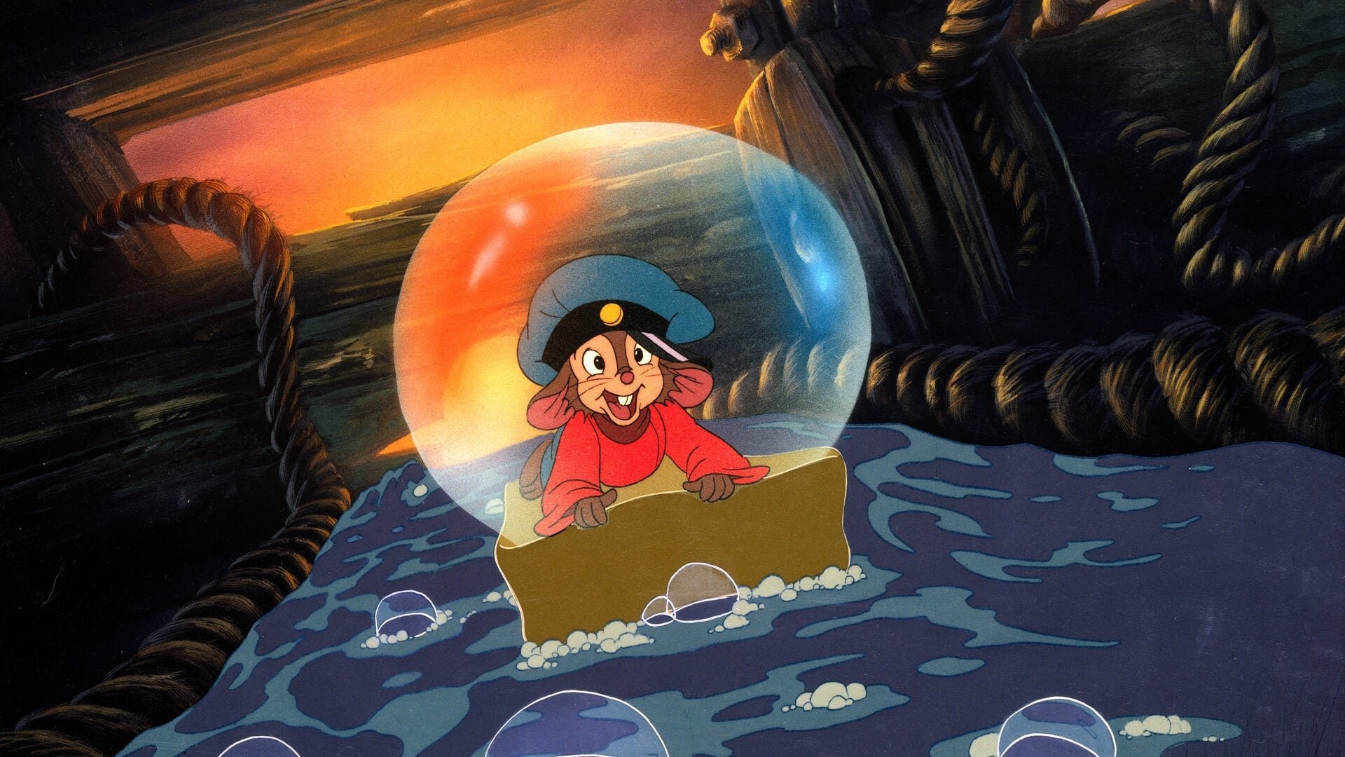 Cinematic background from An American Tail 1986 - A young mouse named Fievel and his family decide to migrate to America, a "land without cats," at the turn of the 20th century. But somehow, Fievel ends up in the New World alone and must fend off not only the felines he never thought he'd have to deal with again but also the loneliness of being away from home.