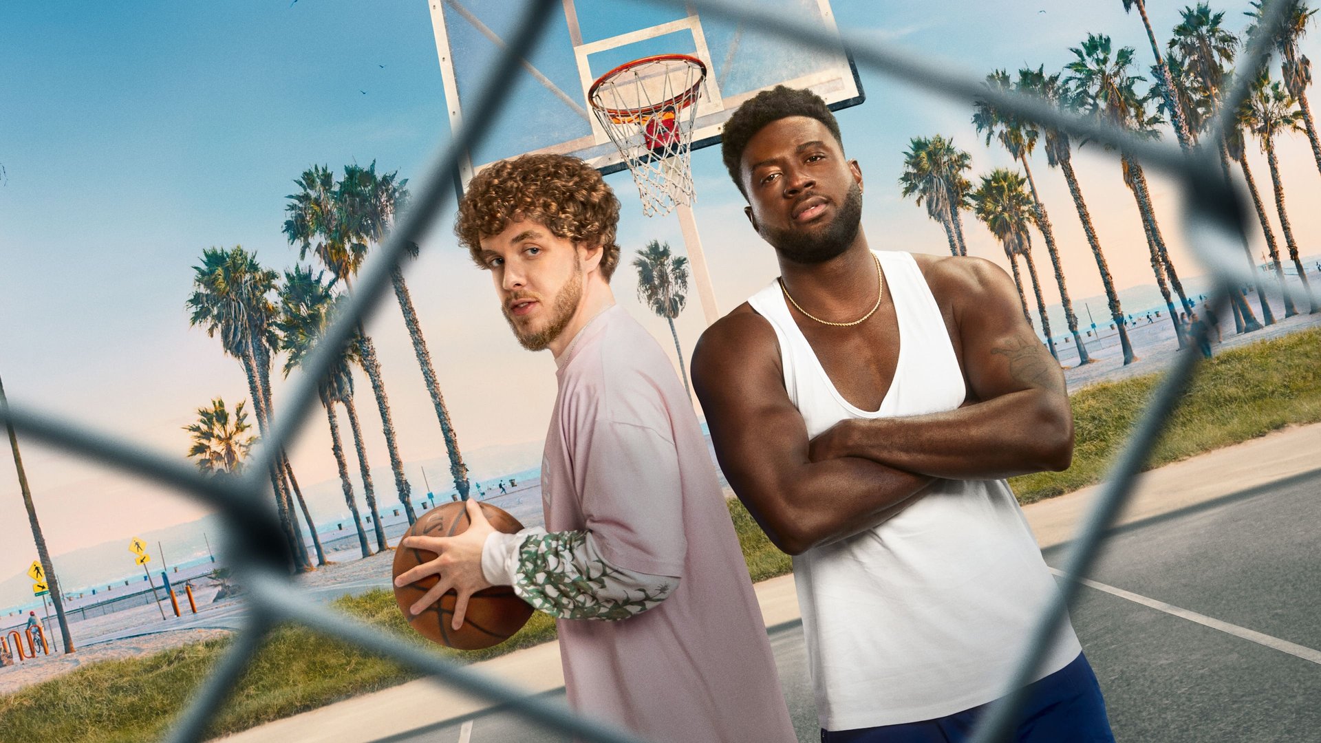 Cinematic background from White Men Can't Jump 2023 - Seemingly opposite street hoopers, Jeremy, an injury prone former star, and Kamal, a has-been prodigy, team up to take one final shot at living out their dreams.