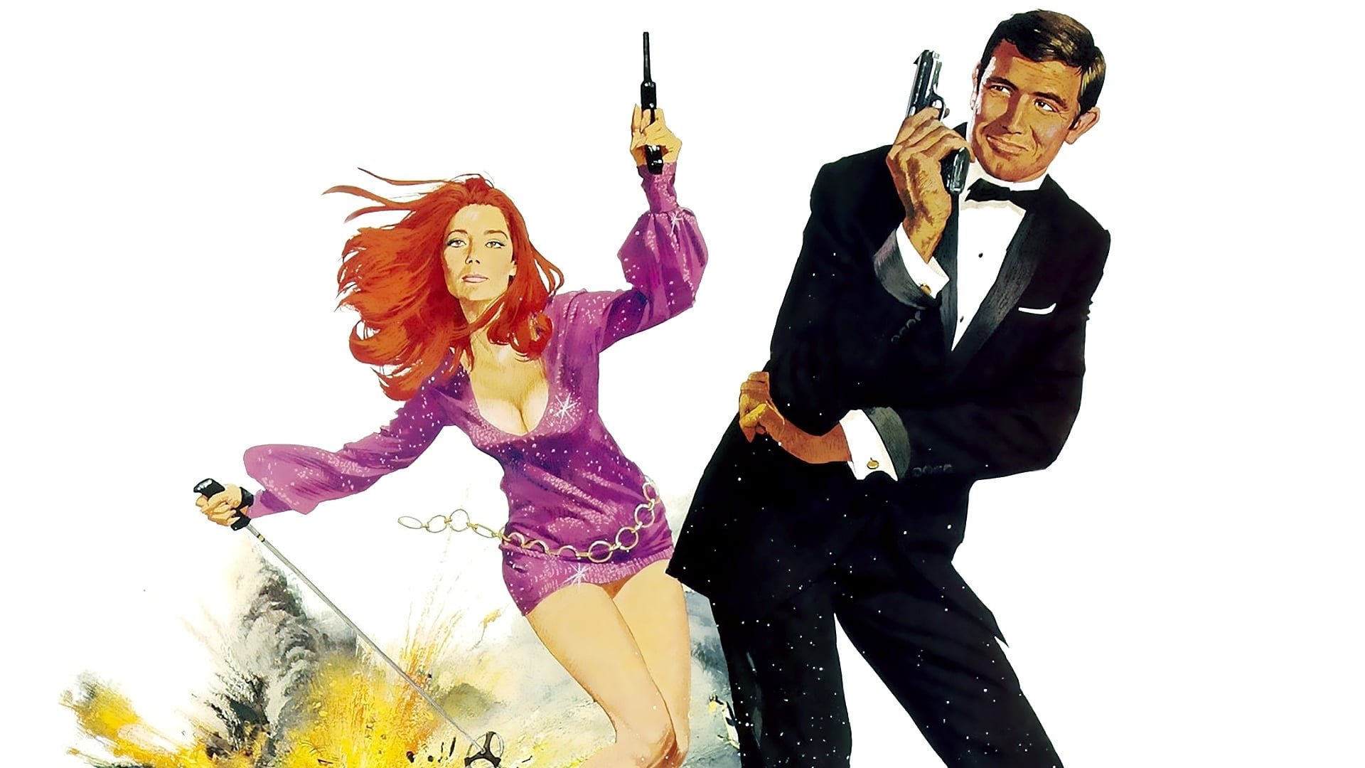 Cinematic background from On Her Majesty's Secret Service 1969 - James Bond tracks his archnemesis, Ernst Blofeld, to a mountaintop retreat in the Swiss alps where he is training an army of beautiful, lethal women. Along the way, Bond falls for Italian contessa Tracy Draco, and marries her in order to get closer to Blofeld.