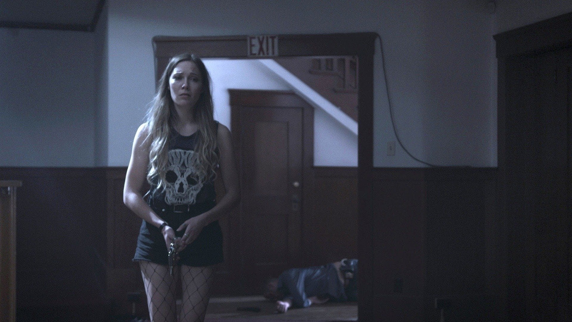 Cinematic background from The Amityville Moon 2021 - As Alyssa and Karla try to escape from the church home that holds them captive, Karla is slaughtered by a vicious, semi-human creature. After Detective Kimball tracks down Alyssa at a rowdy biker bar, she tells Kimball that women inmates disappear every full moon, and shows him the silver bullets in her gun. Now the two must return to the halfway house to confront the priest and nuns—and the snarling, savage evil—that dwell within.