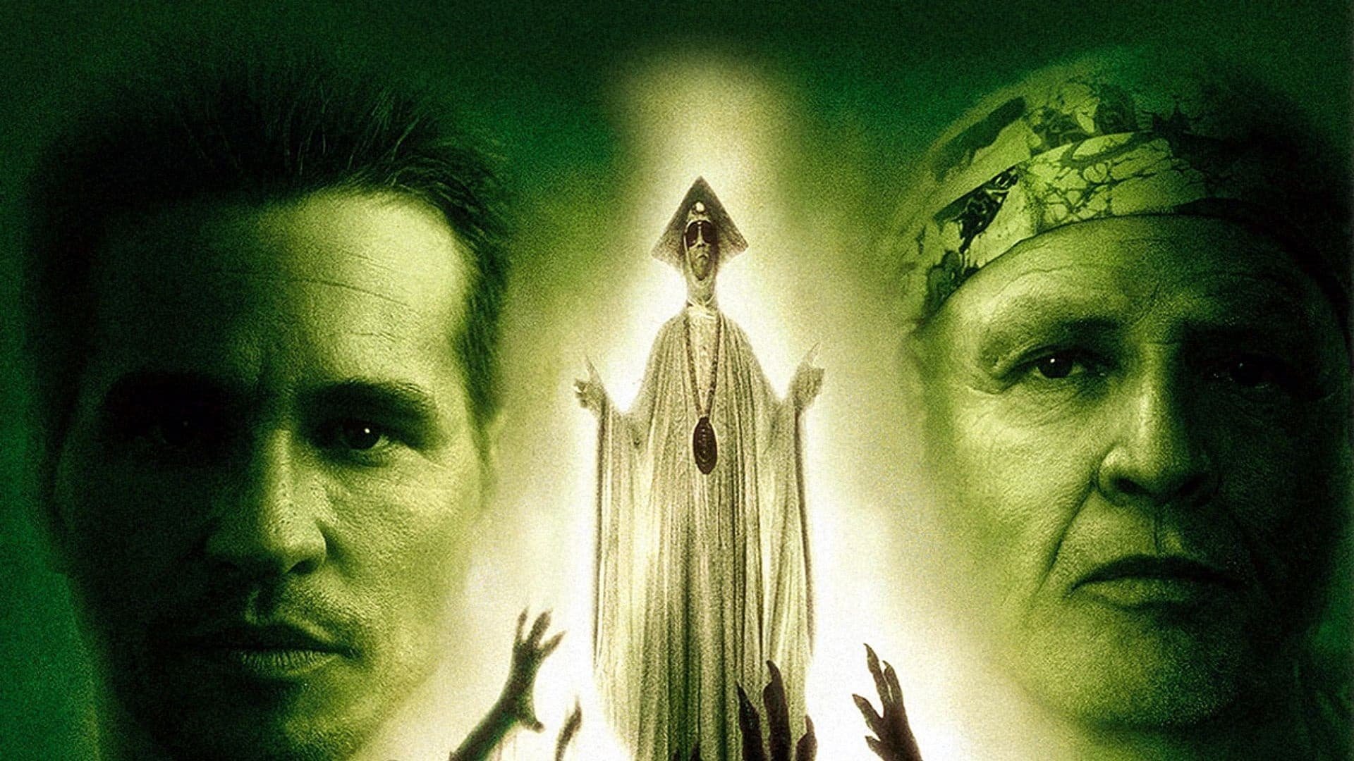 Cinematic background from The Island of Dr. Moreau 1996 - A shipwrecked sailor stumbles upon a mysterious island and is shocked to discover that a brilliant scientist and his lab assistant have found a way to combine human and animal DNA—with horrific results.