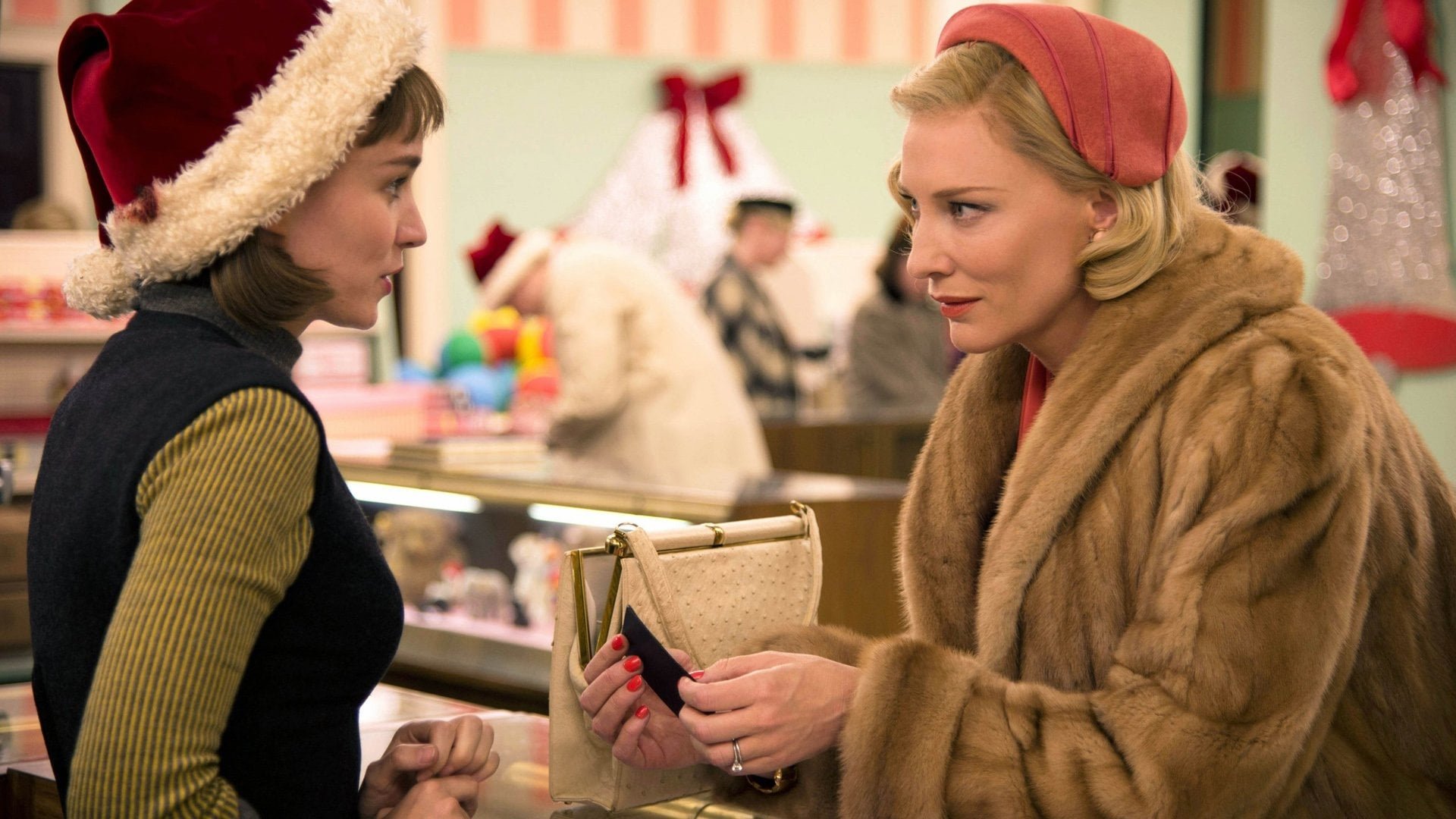 Cinematic background from Carol 2015 - In 1950s New York, a department-store clerk who dreams of a better life falls for an older, married woman.