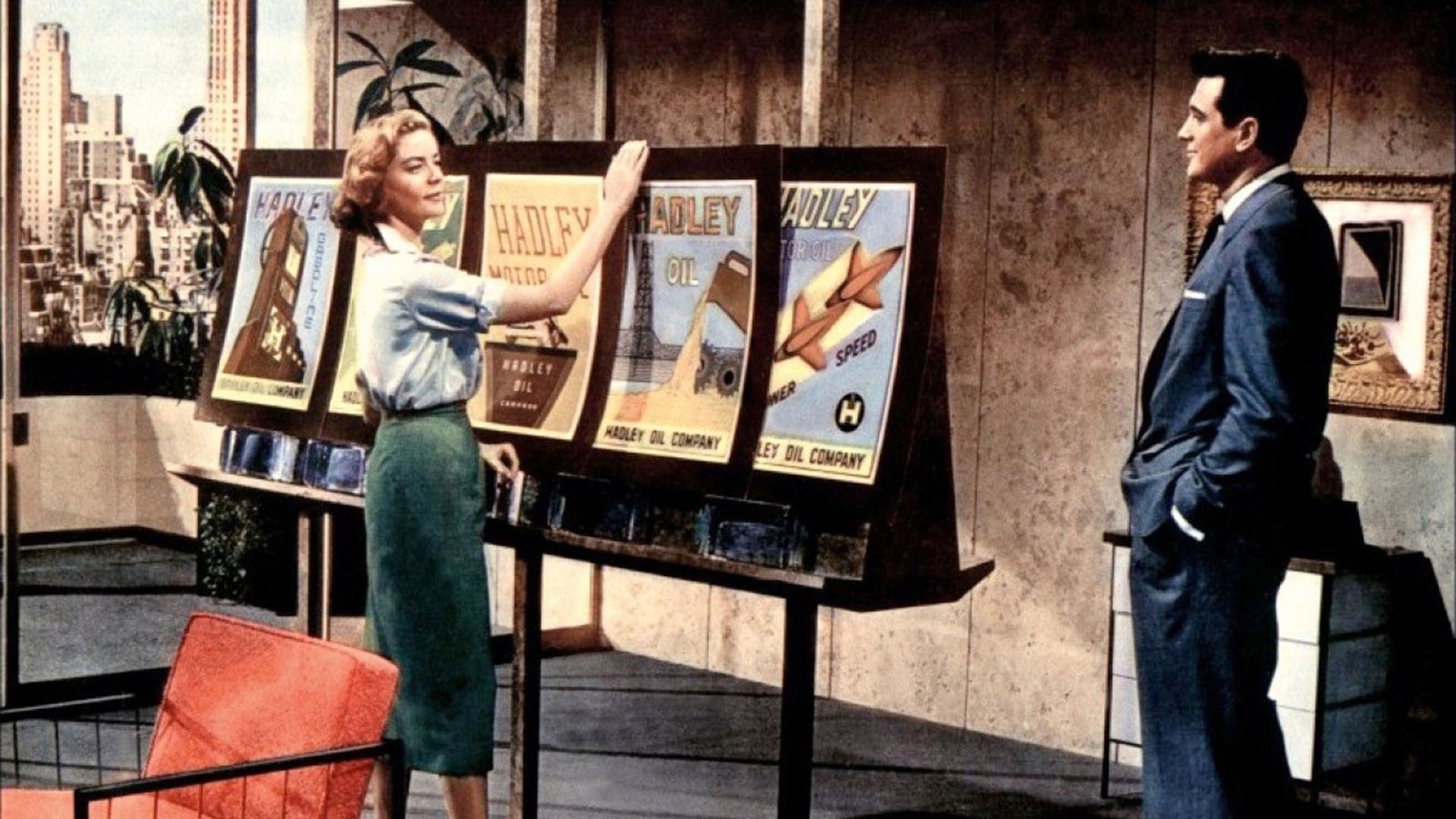 Cinematic background from Written on the Wind 1956 - Mitch Wayne is a geologist working for the Hadleys, an oil-rich Texas family. While the patriarch, Jasper, works hard to establish the family business, his irresponsible son, Kyle, is an alcoholic playboy, and his daughter, Marylee, is the town tramp. Mitch harbors a secret love for Kyle's unsatisfied wife, Lucy -- a fact that leaves him exposed when the jealous Marylee accuses him of murder.