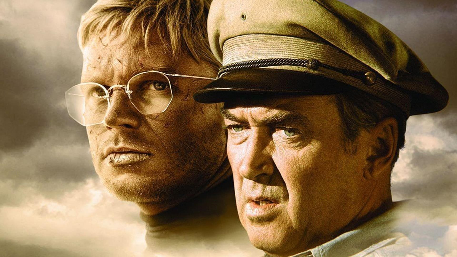 Cinematic background from The Flight of the Phoenix 1965 - A cargo aircraft crashes in a sandstorm in the Sahara with less than a dozen men on board. One of the passengers is an airplane designer who comes up with the idea of ripping off the undamaged wing and using it as the basis for a replacement aircraft they need to build before their food and water run out.