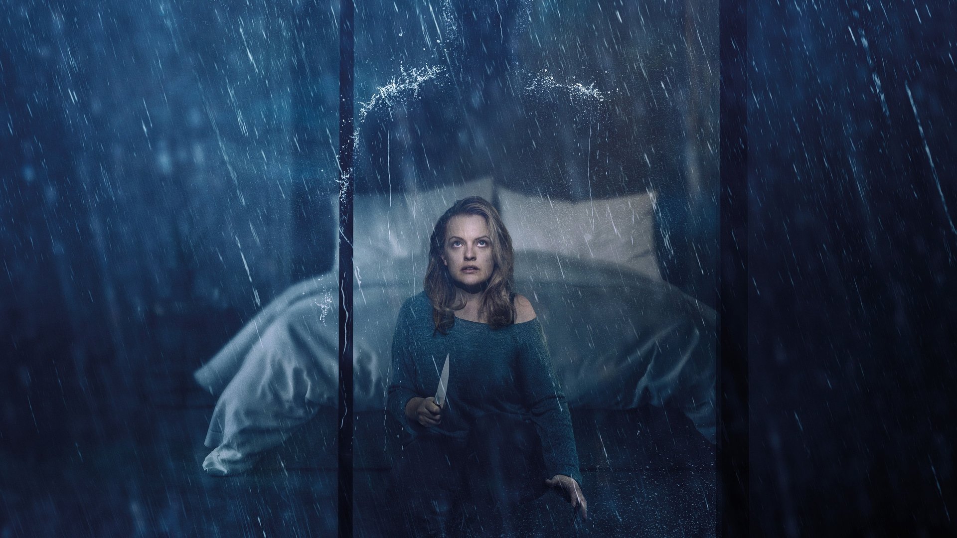 Cinematic background from The Invisible Man 2020 - When Cecilia's abusive ex takes his own life and leaves her his fortune, she suspects his death was a hoax. As a series of coincidences turn lethal, Cecilia works to prove that she is being hunted by someone nobody can see.