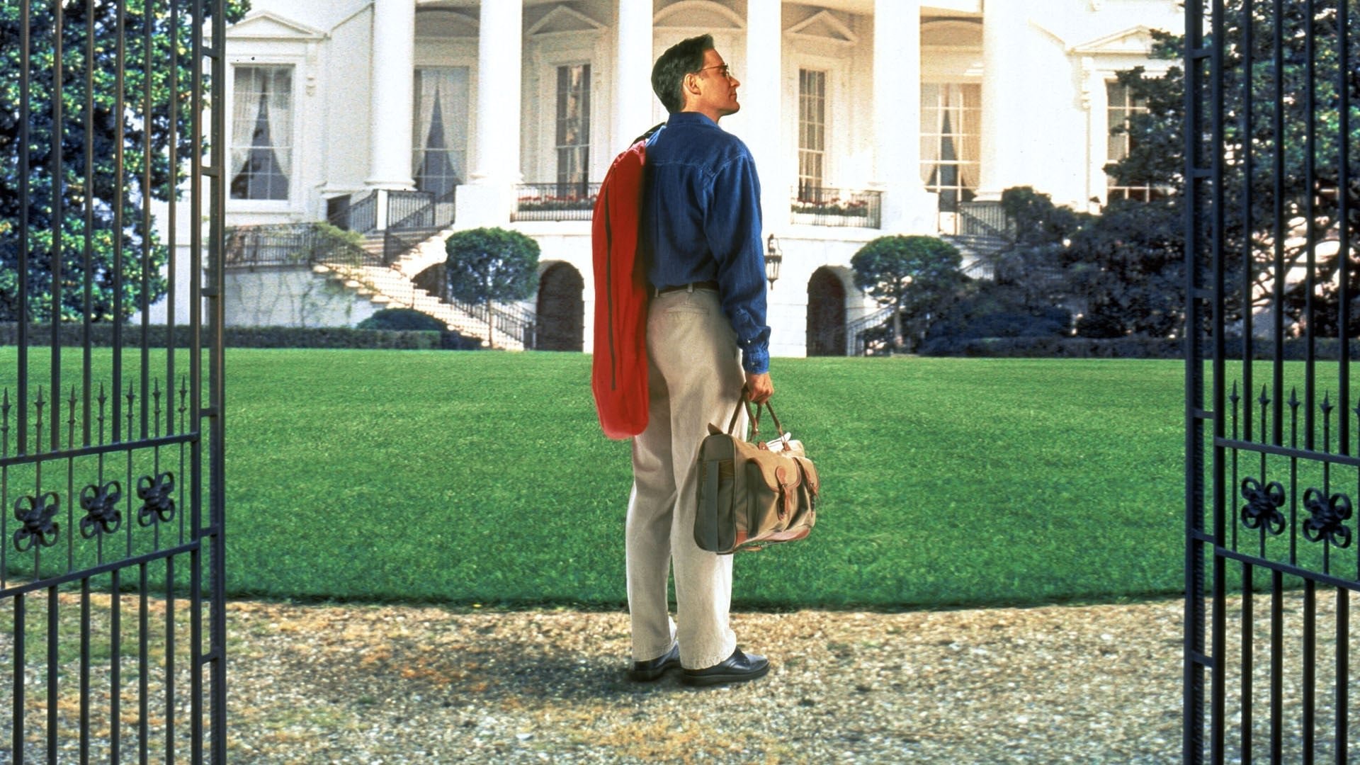 Cinematic background from Dave 1993 - A sweet-natured Temp Agency operator and amateur Presidential look-alike is recruited by the Secret Service to become a temporary stand-in for the President of the United States.
