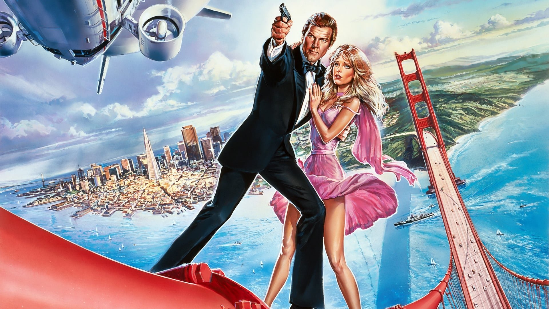 Cinematic background from A View to a Kill 1985 - A newly-developed microchip designed by Zorin Industries for the British Government that can survive the electromagnetic radiation caused by a nuclear explosion has landed in the hands of the KGB. James Bond must find out how and why. His suspicions soon lead him to big industry leader Max Zorin who forms a plan to destroy his only competition in Silicon Valley by triggering a massive earthquake in the San Francisco Bay.