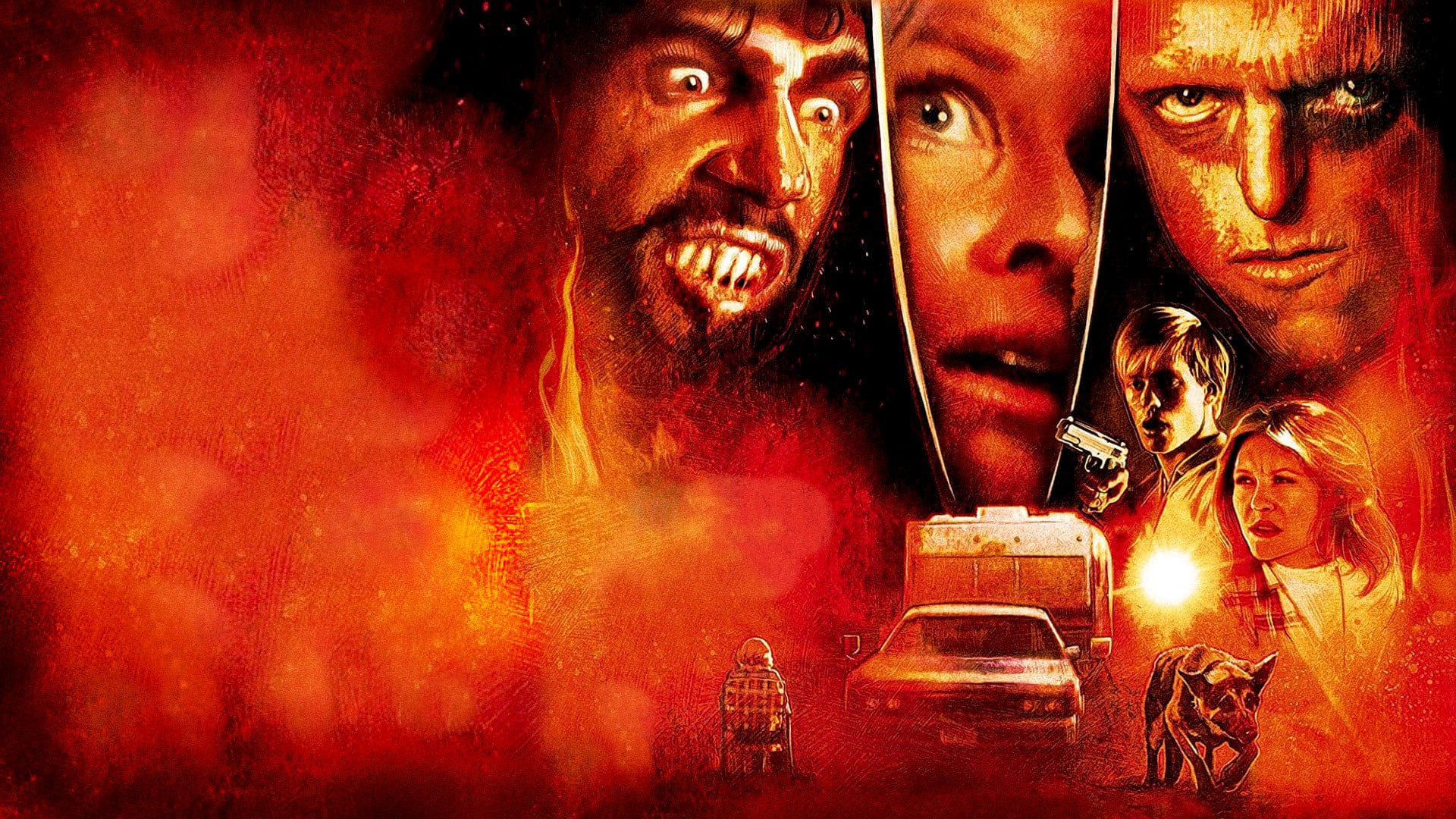 Cinematic background from The Hills Have Eyes 1977 - On the way to California, a family has the misfortune to have their car break down in an area closed to the public, and inhabited by violent savages ready to attack.