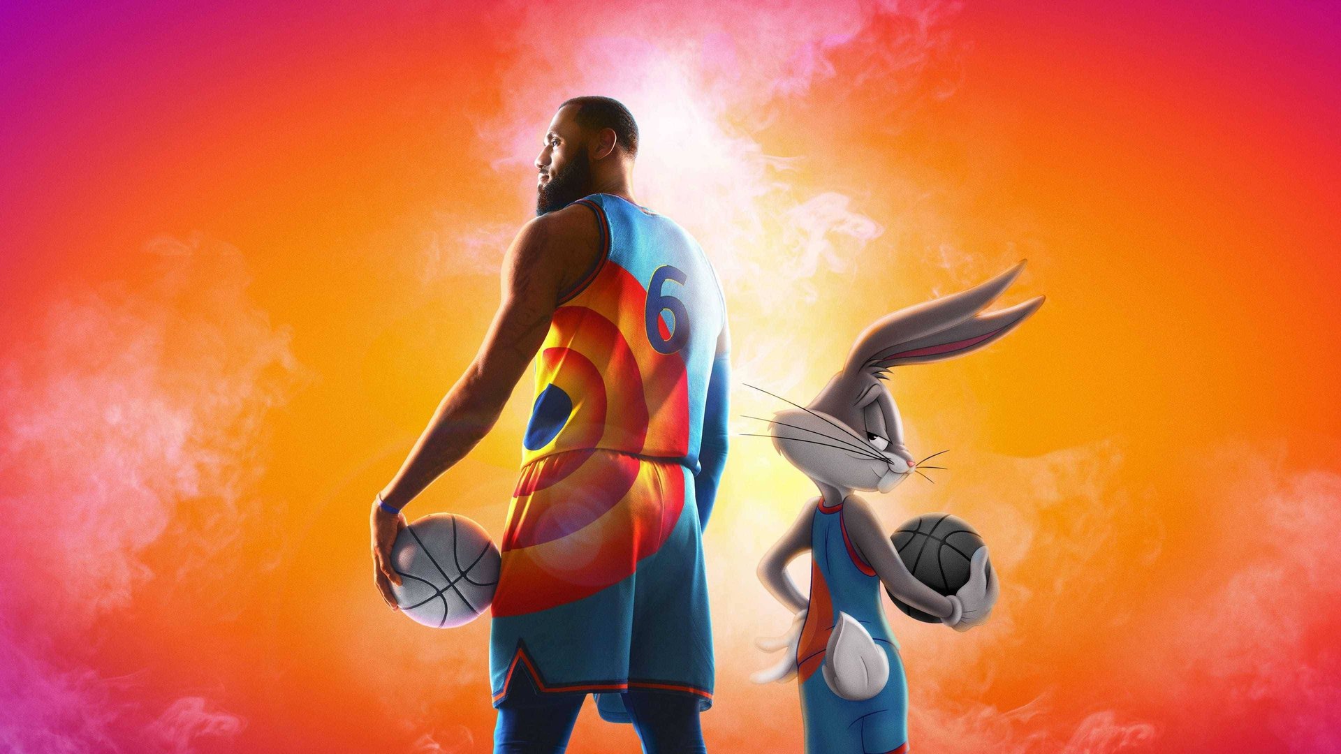 Cinematic background from Space Jam: A New Legacy 2021 - When LeBron and his young son Dom are trapped in a digital space by a rogue A.I., LeBron must get them home safe by leading Bugs, Lola Bunny and the whole gang of notoriously undisciplined Looney Tunes to victory over the A.I.'s digitized champions on the court. It's Tunes versus Goons in the highest-stakes challenge of his life.