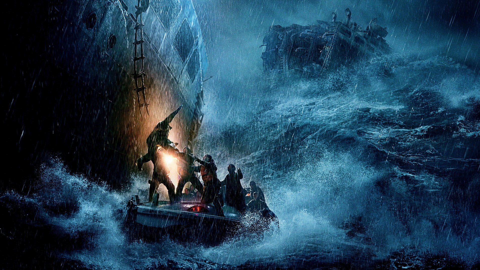 Cinematic background from The Finest Hours 2016 - The Coast Guard makes a daring rescue attempt off the coast of Cape Cod after a pair of oil tankers are destroyed during a blizzard in 1952.