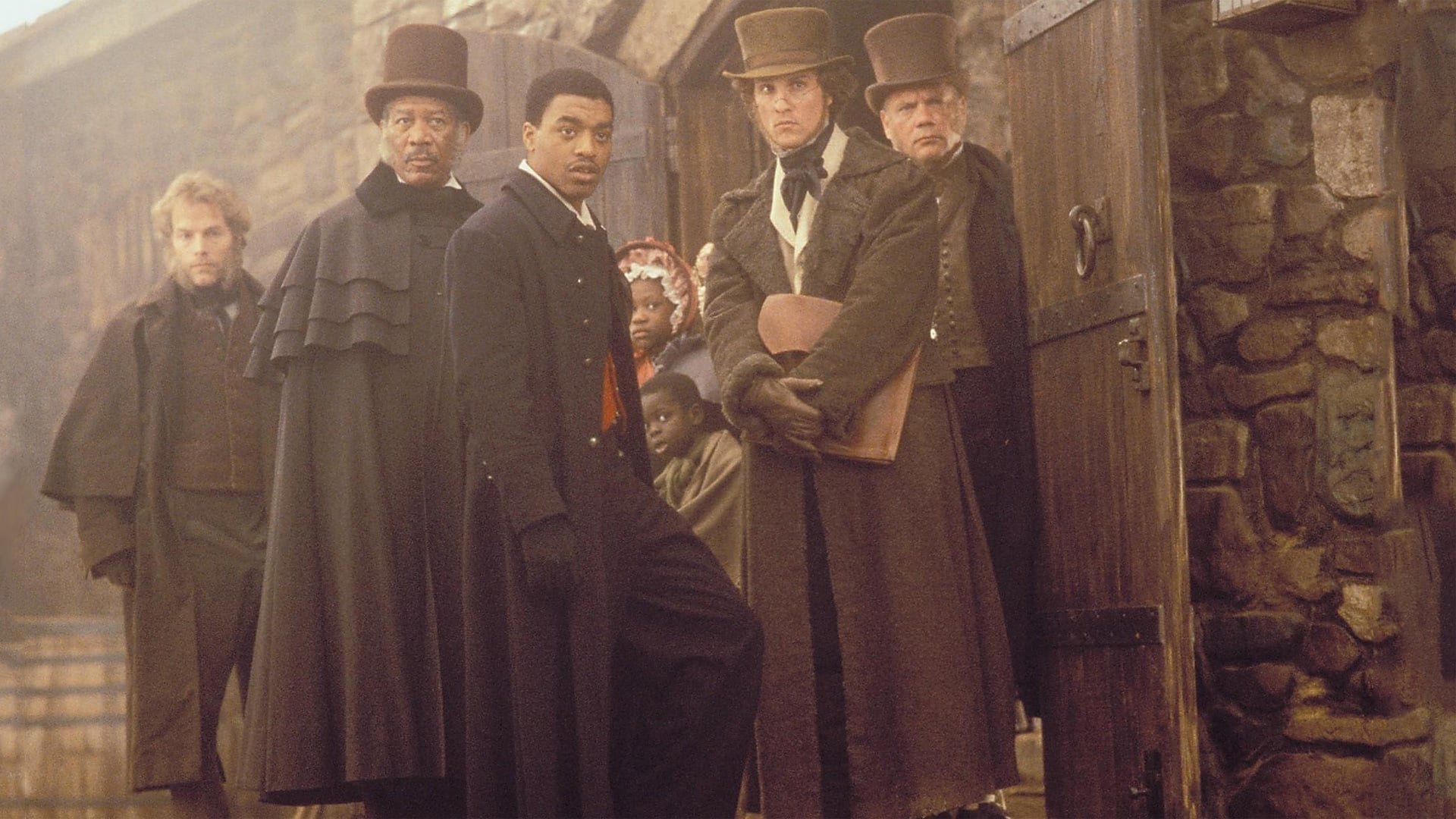 Cinematic background from Amistad 1997 - In 1839, the slave ship Amistad set sail from Cuba to America. During the long trip, Cinque leads the slaves in an unprecedented uprising. They are then held prisoner in Connecticut, and their release becomes the subject of heated debate. Freed slave Theodore Joadson wants Cinque and the others exonerated and recruits property lawyer Roger Baldwin to help his case. Eventually, John Quincy Adams also becomes an ally.