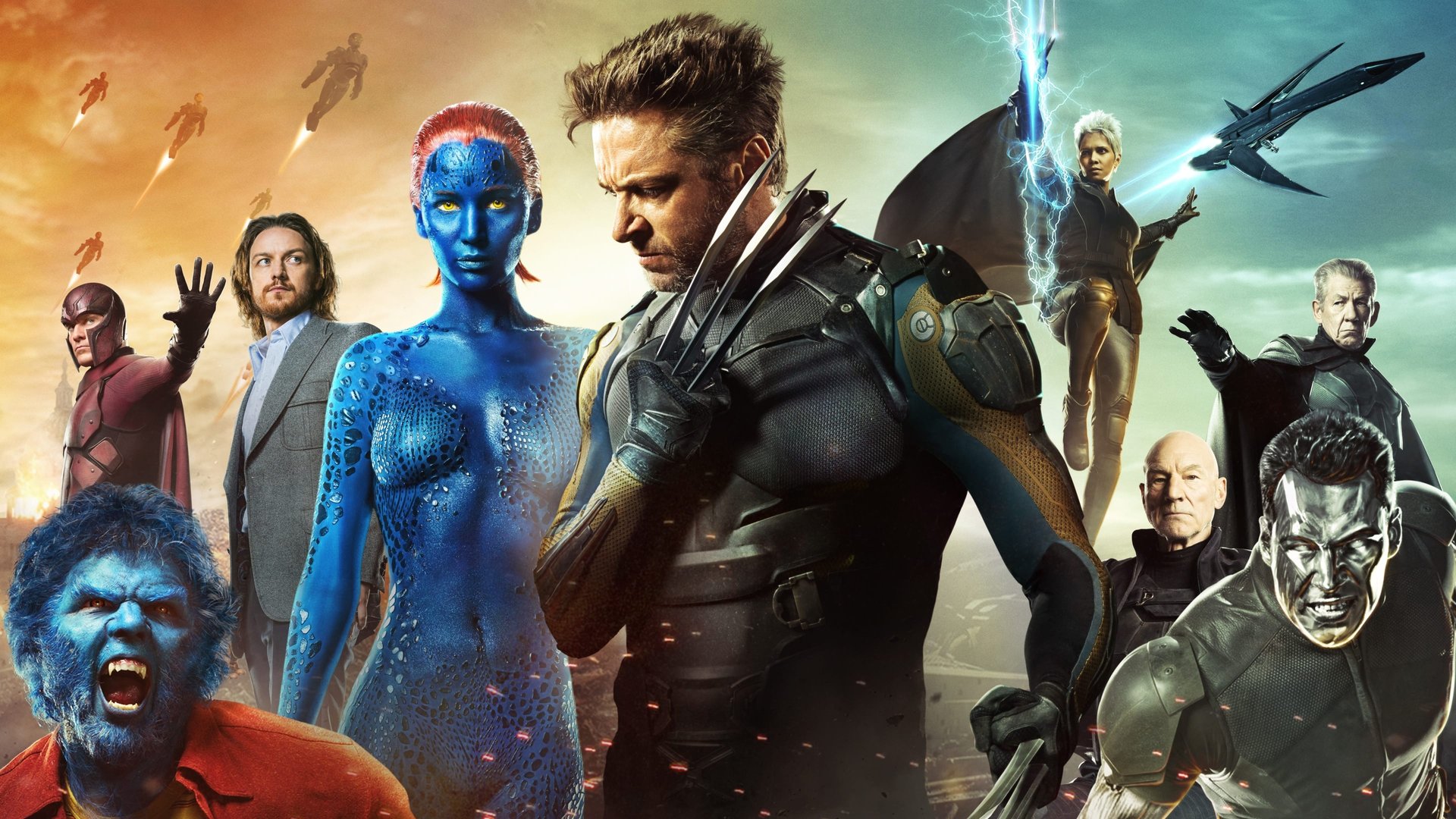 Cinematic background from X-Men: Days of Future Past 2014 - The ultimate X-Men ensemble fights a war for the survival of the species across two time periods as they join forces with their younger selves in an epic battle that must change the past – to save our future.