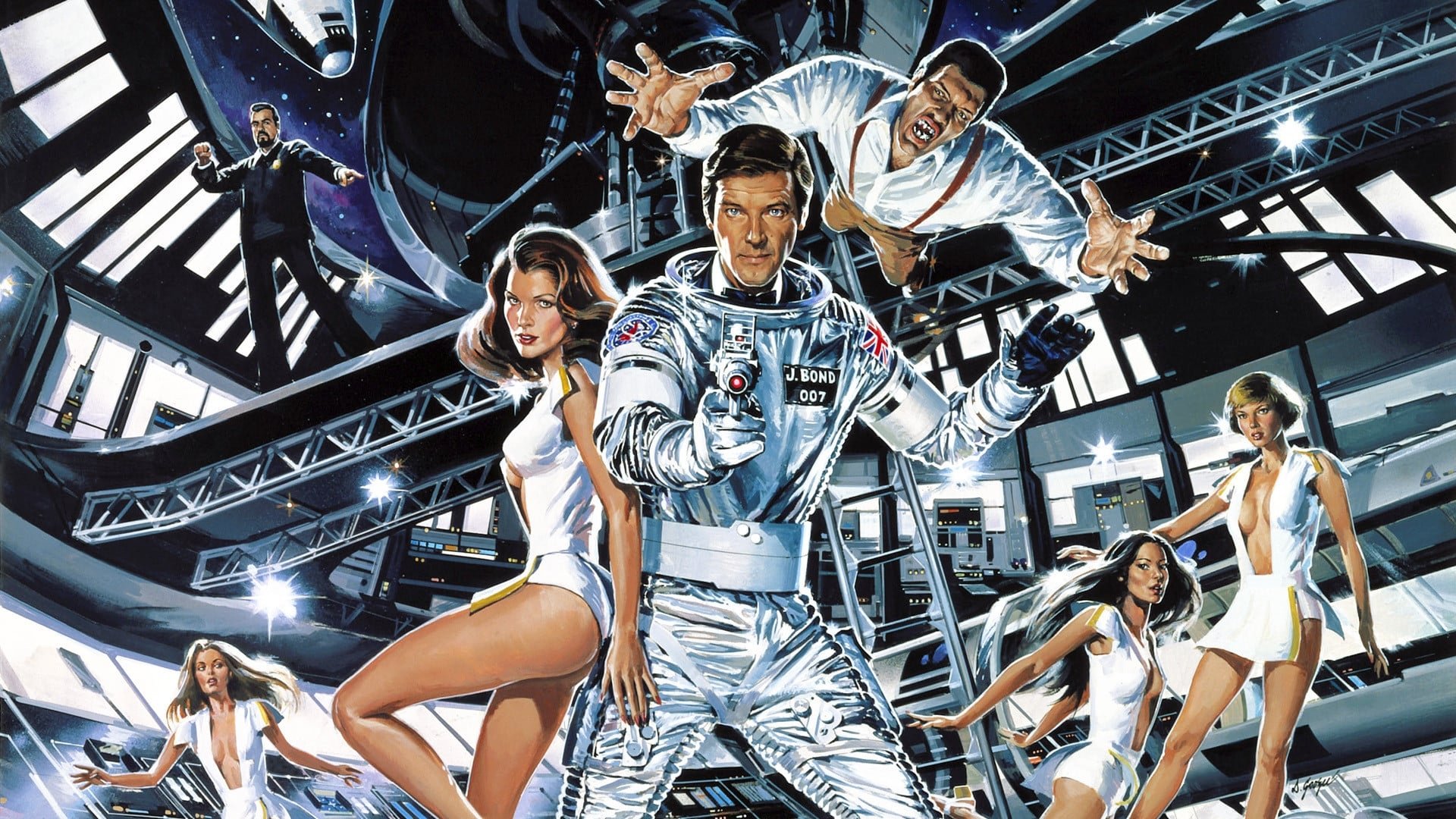 Cinematic background from Moonraker 1979 - After Drax Industries' Moonraker space shuttle is hijacked, secret agent James Bond is assigned to investigate, traveling to California to meet the company's owner, the mysterious Hugo Drax. With the help of scientist Dr. Holly Goodhead, Bond soon uncovers Drax's nefarious plans for humanity, all the while fending off an old nemesis, Jaws, and venturing to Venice, Rio, the Amazon...and even outer space.