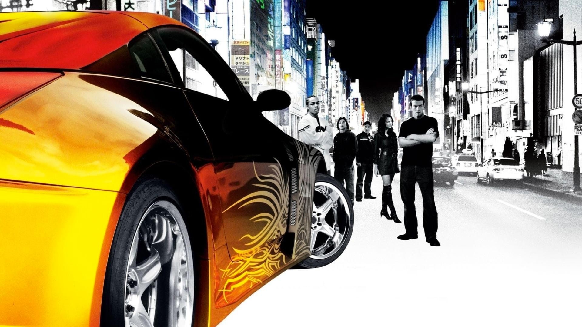 Cinematic background from The Fast and the Furious: Tokyo Drift 2006 - In order to avoid a jail sentence, Sean Boswell heads to Tokyo to live with his military father. In a low-rent section of the city, Shaun gets caught up in the underground world of drift racing