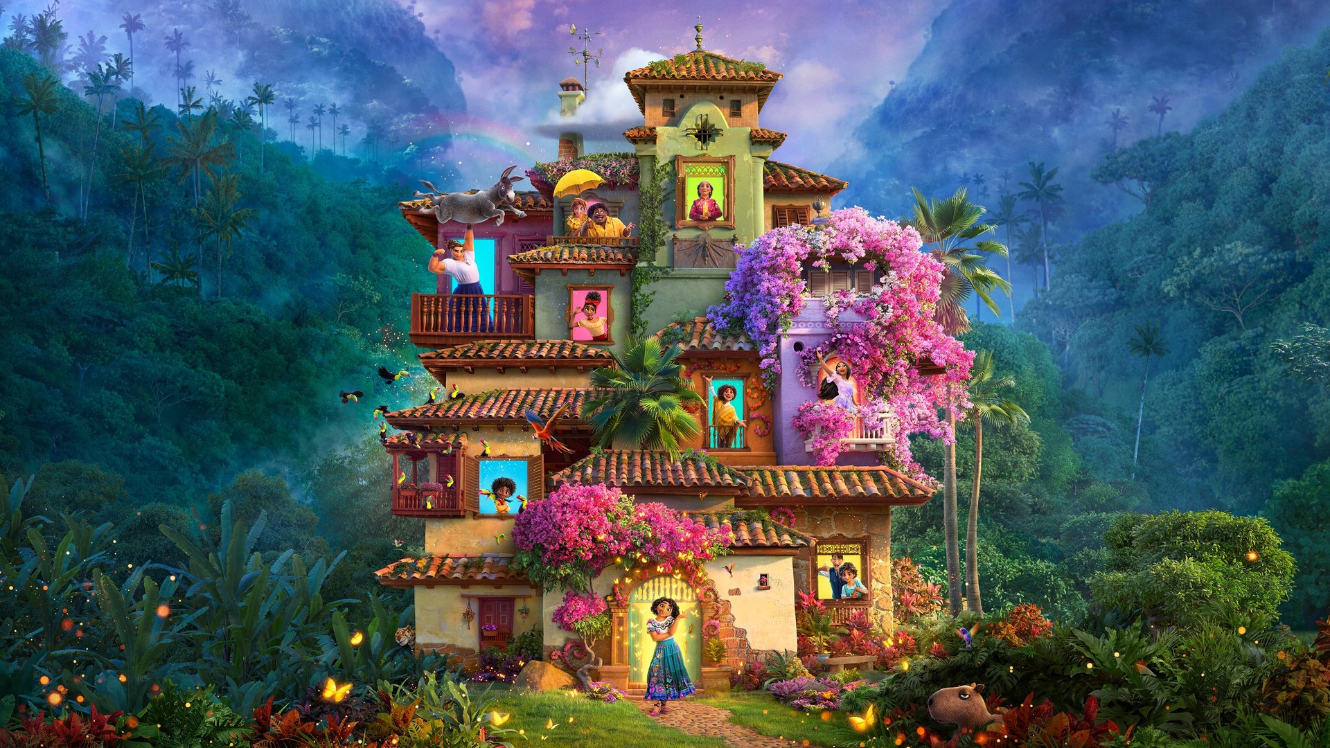 Cinematic background from Encanto 2021 - The tale of an extraordinary family, the Madrigals, who live hidden in the mountains of Colombia, in a magical house, in a vibrant town, in a wondrous, charmed place called an Encanto. The magic of the Encanto has blessed every child in the family—every child except one, Mirabel. But when she discovers that the magic surrounding the Encanto is in danger, Mirabel decides that she, the only ordinary Madrigal, might just be her exceptional family's last hope.