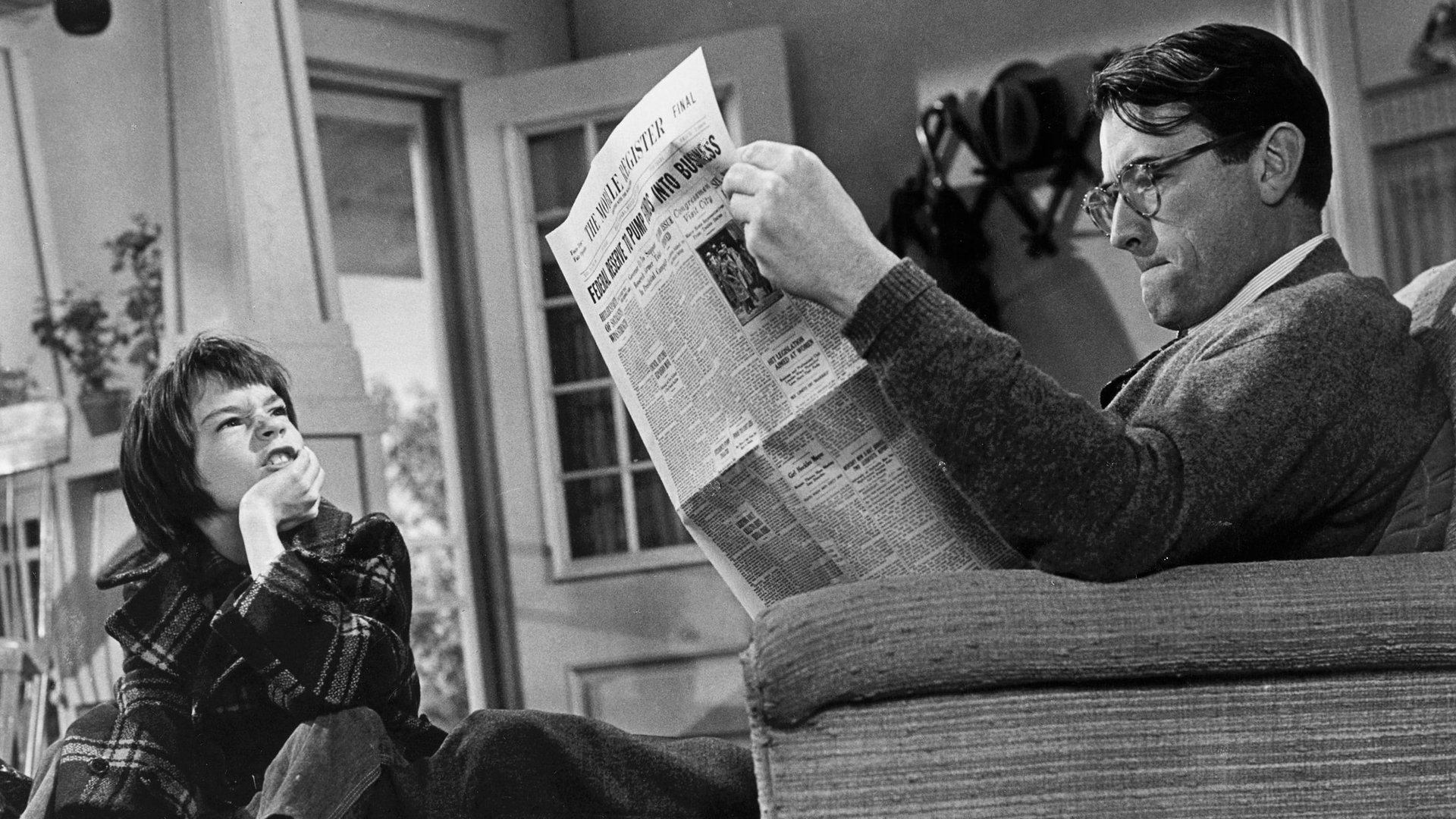 Cinematic background from To Kill a Mockingbird 1962 - Scout Finch, 6, and her older brother Jem live in sleepy Maycomb, Alabama, spending much of their time with their friend Dill and spying on their reclusive and mysterious neighbor, Boo Radley. When Atticus, their widowed father and a respected lawyer, defends a black man named Tom Robinson against fabricated rape charges, the trial and tangent events expose the children to evils of racism and stereotyping.