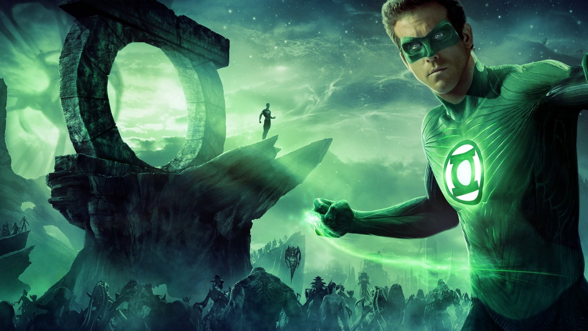 Cinematic background from Green Lantern 2011 - For centuries, a small but powerful force of warriors called the Green Lantern Corps has sworn to keep intergalactic order. Each Green Lantern wears a ring that grants him superpowers. But when a new enemy called Parallax threatens to destroy the balance of power in the Universe, their fate and the fate of Earth lie in the hands of the first human ever recruited.