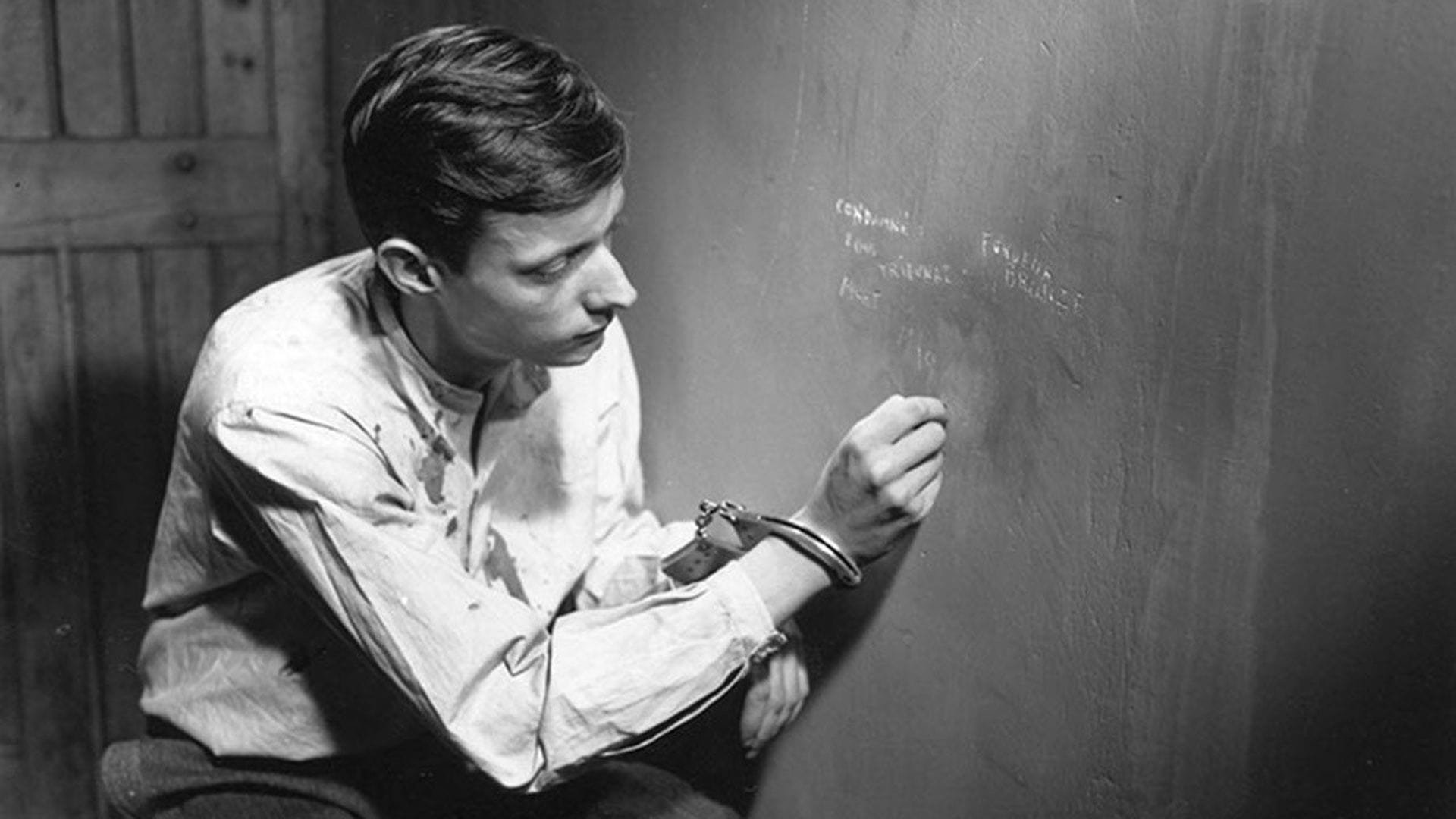 Cinematic background from A Man Escaped 1956 - A captured French Resistance fighter during World War II engineers a daunting escape from prison.