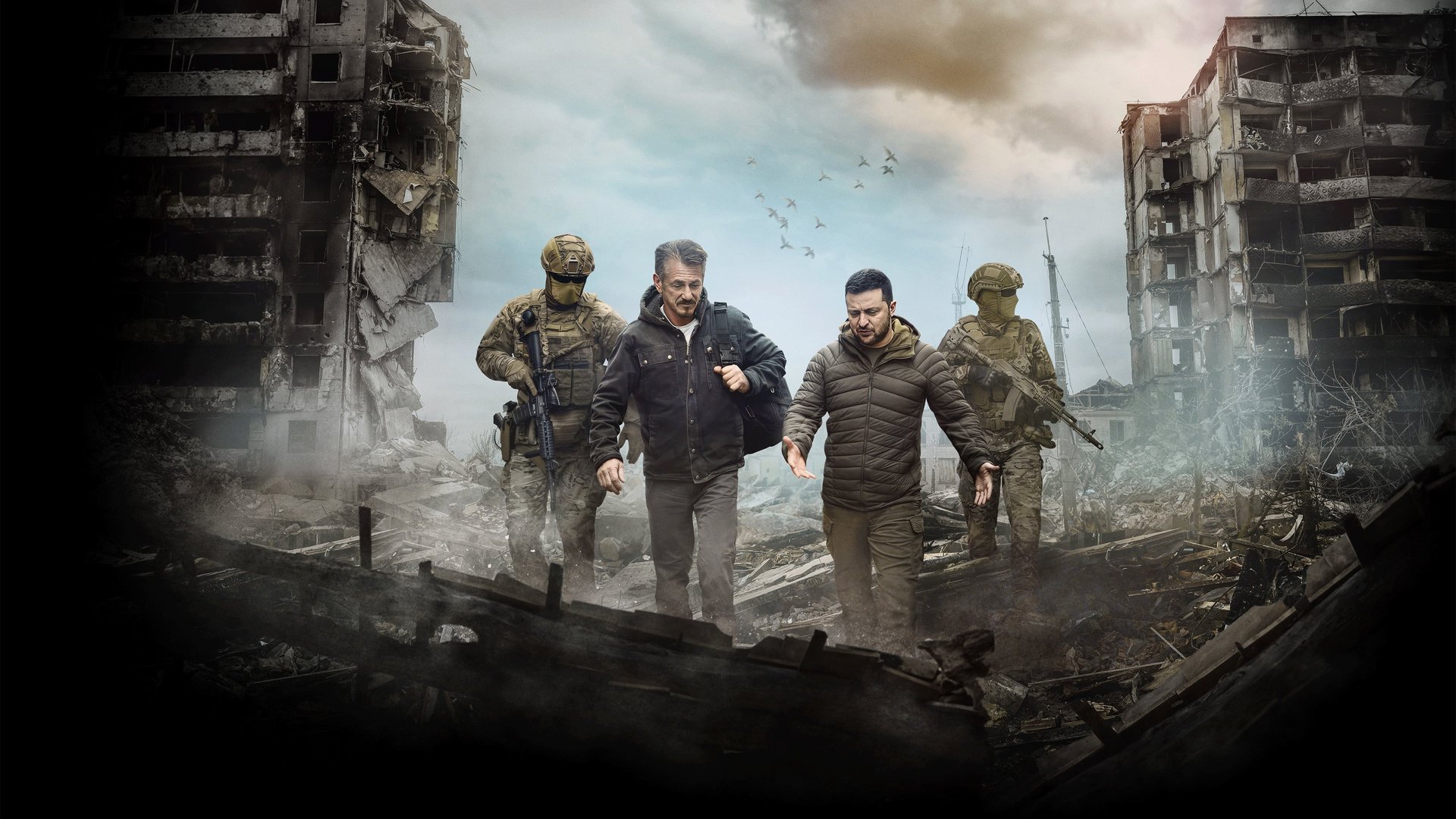 Cinematic background from Superpower 2023 - Sean Penn and Aaron Kaufman’s documentary, shot just before and after Russian invasion of Ukraine on 24th February 2022, and featuring several interviews with Ukraine President Volodymyr Zelensky.
