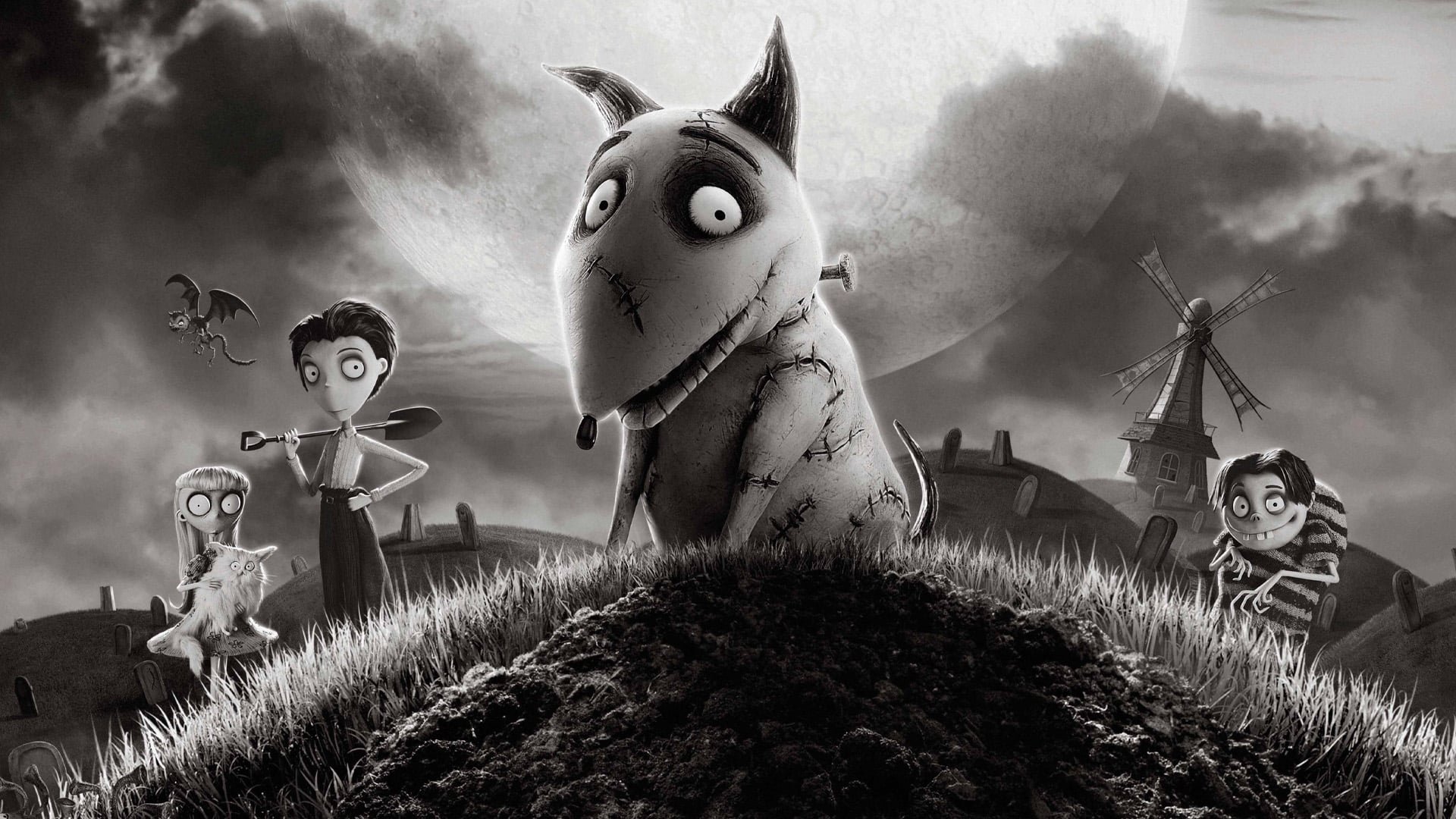 Cinematic background from Frankenweenie 2012 - When a car hits young Victor's pet dog Sparky, Victor decides to bring him back to life the only way he knows how. But when the bolt-necked "monster" wreaks havoc and terror in the hearts of Victor's neighbors, he has to convince them that Sparky's still the good, loyal friend he was.