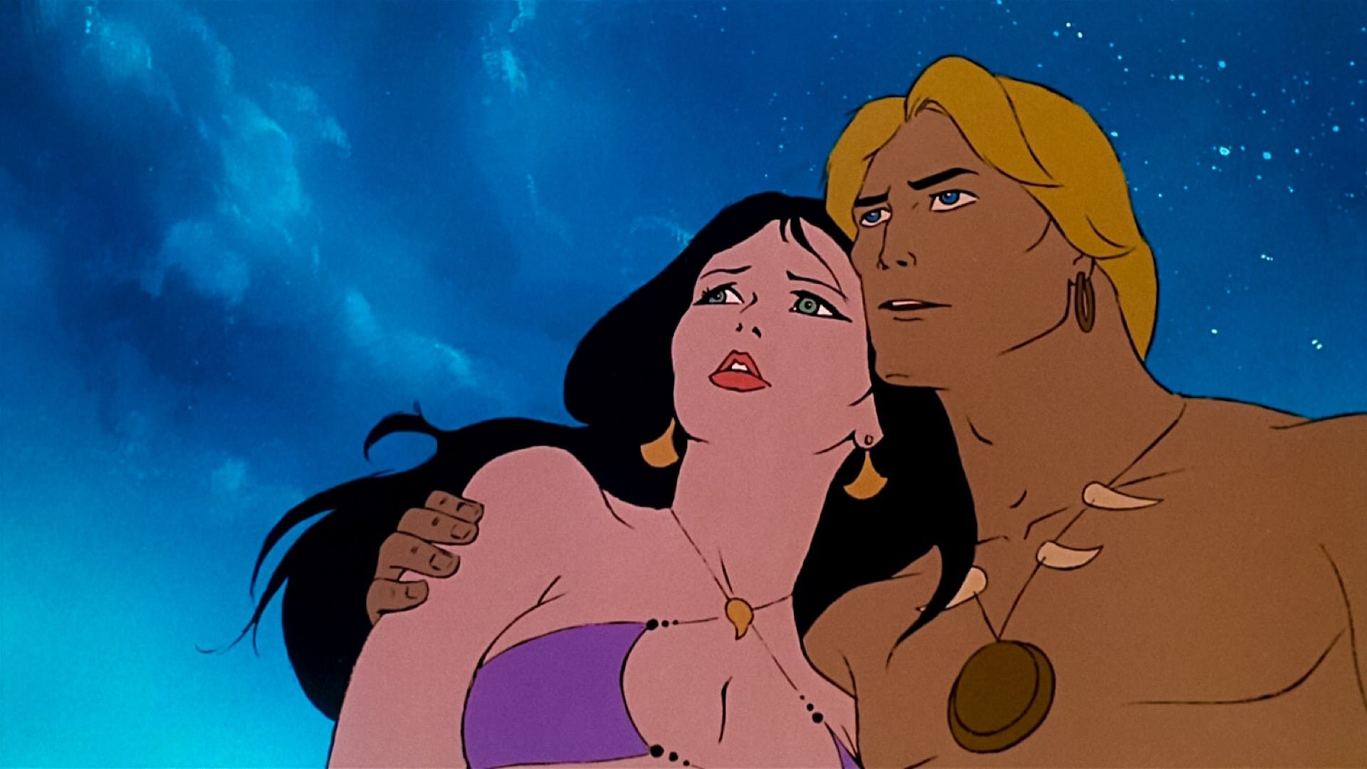Cinematic background from Fire and Ice 1983 - In this animated tale, a tiny village is destroyed by a surging glacier, which serves as the deadly domain for the evil Ice Lord, Nekron. The only survivor is a young warrior, Larn, who vows to avenge this act of destruction. The evil continues, however, as Nekron's palace of ice heads straight towards Fire Keep, the great fortress ruled by the good King Jarol. When Jarol's beautiful daughter, Teegra, is abducted by Nekron's sub-human ape-like creatures, Larn begins a daring search for her. What results is a tense battle between good and evil, surrounded by the mystical elements of the ancient past.