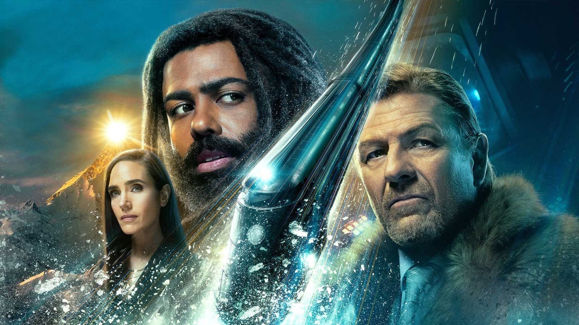 Cinematic background from Snowpiercer 2020 - 2024 - More than seven years after the world has become a frozen wasteland, the remnants of humanity inhabit a gigantic, perpetually-moving train that circles the globe as class warfare, social injustice and the politics of survival play out.