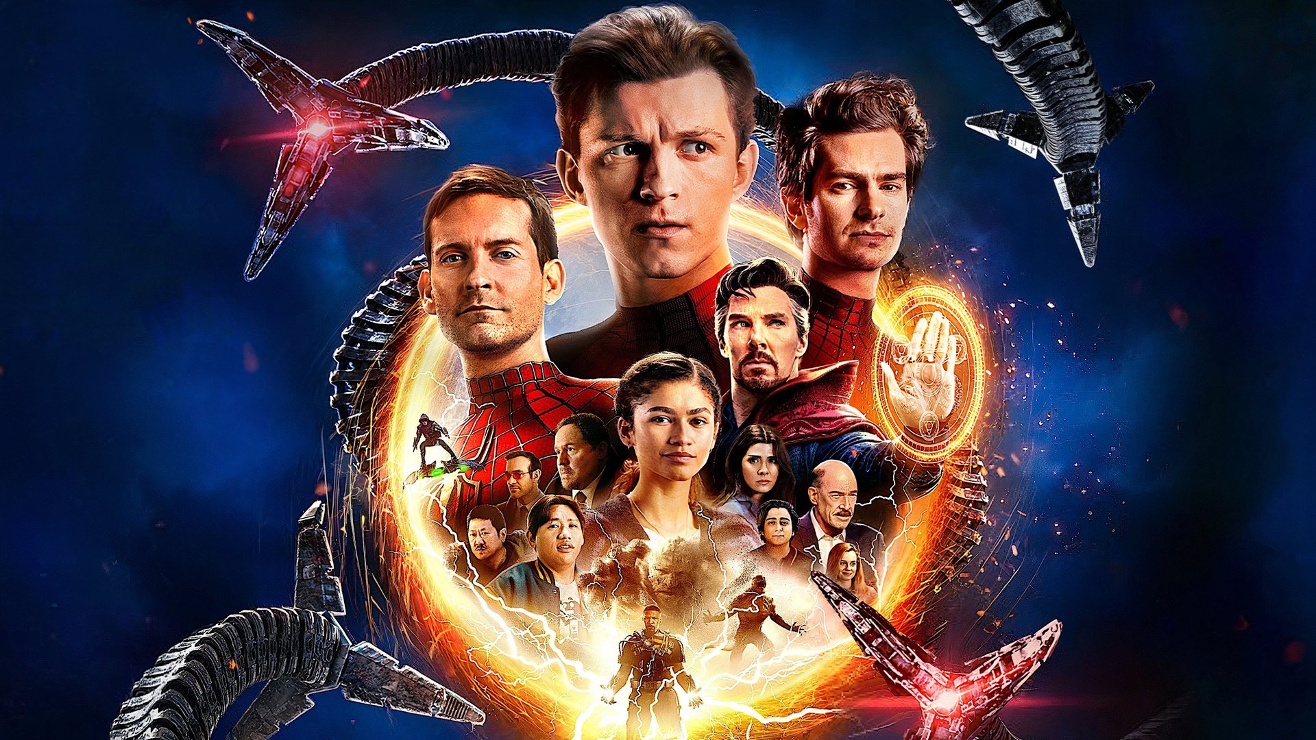 Cinematic background from Spider-Man: No Way Home 2021 - Peter Parker is unmasked and no longer able to separate his normal life from the high-stakes of being a super-hero. When he asks for help from Doctor Strange the stakes become even more dangerous, forcing him to discover what it truly means to be Spider-Man.