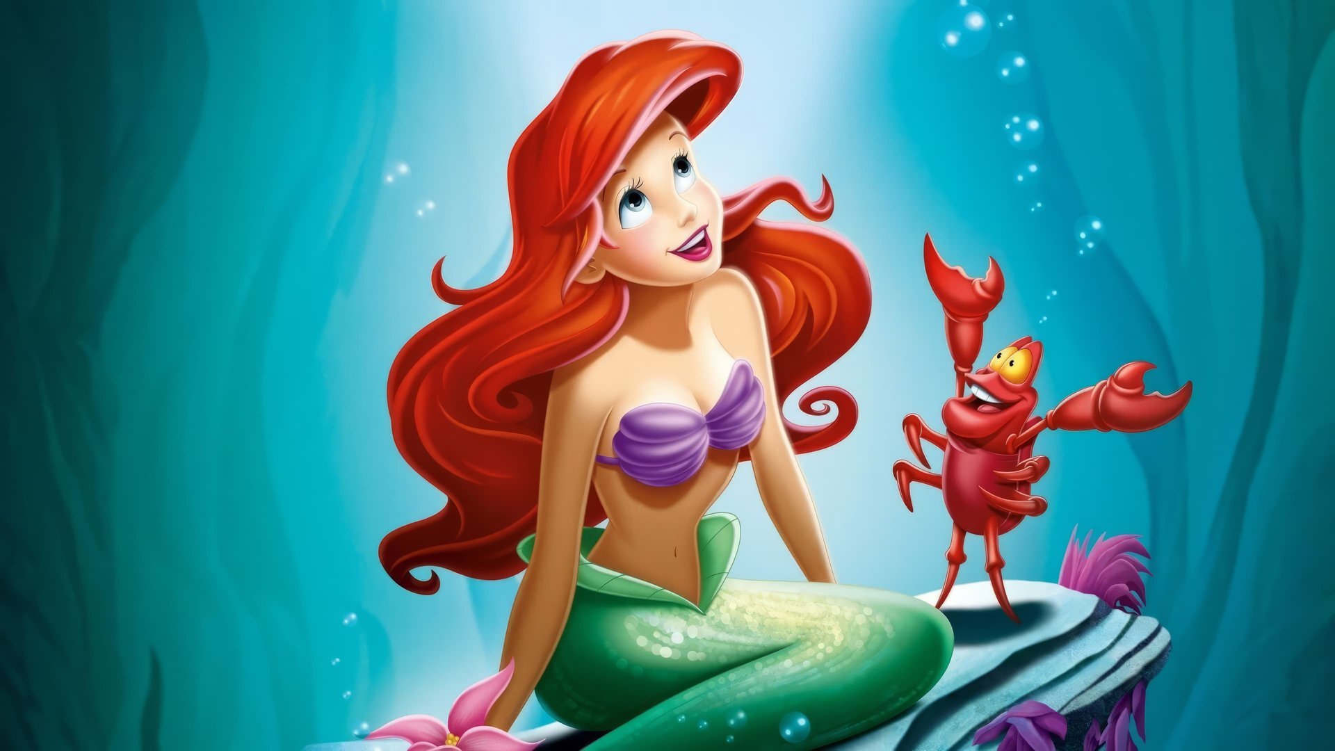 Cinematic background from The Little Mermaid 1989 - This colorful adventure tells the story of an impetuous mermaid princess named Ariel who falls in love with the very human Prince Eric and puts everything on the line for the chance to be with him. Memorable songs and characters -- including the villainous sea witch Ursula.