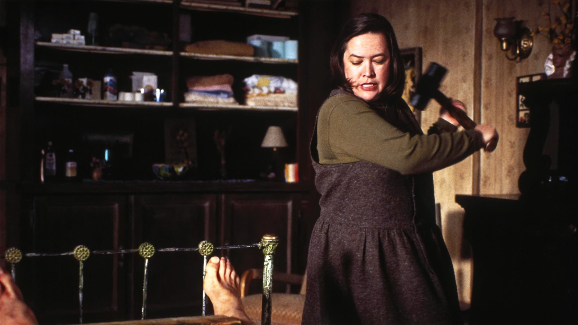 Cinematic background from Misery 1990 - After stalking and saving the life of her favorite fiction author in a car accident, his  manic obsessor holds him captive in her remote Colorado home then forces him to write back to life the popular literary character he killed off.
